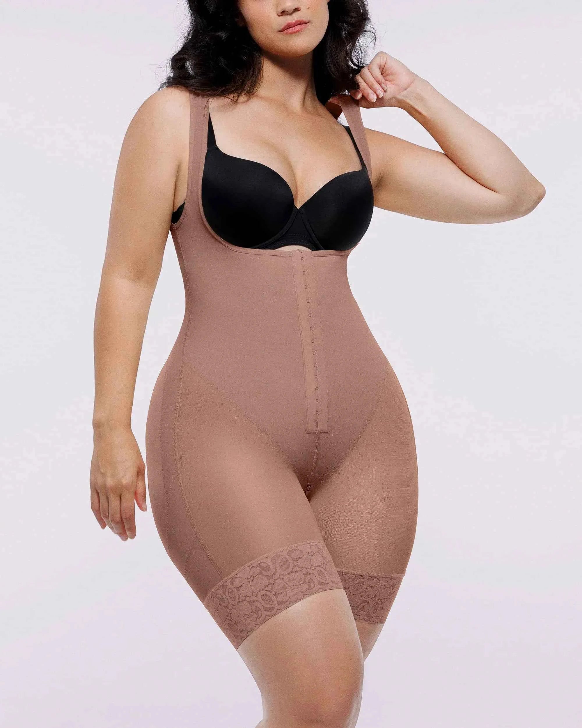 BOOT-YEAH™ Midi Bodysuit - Black Lace Compression