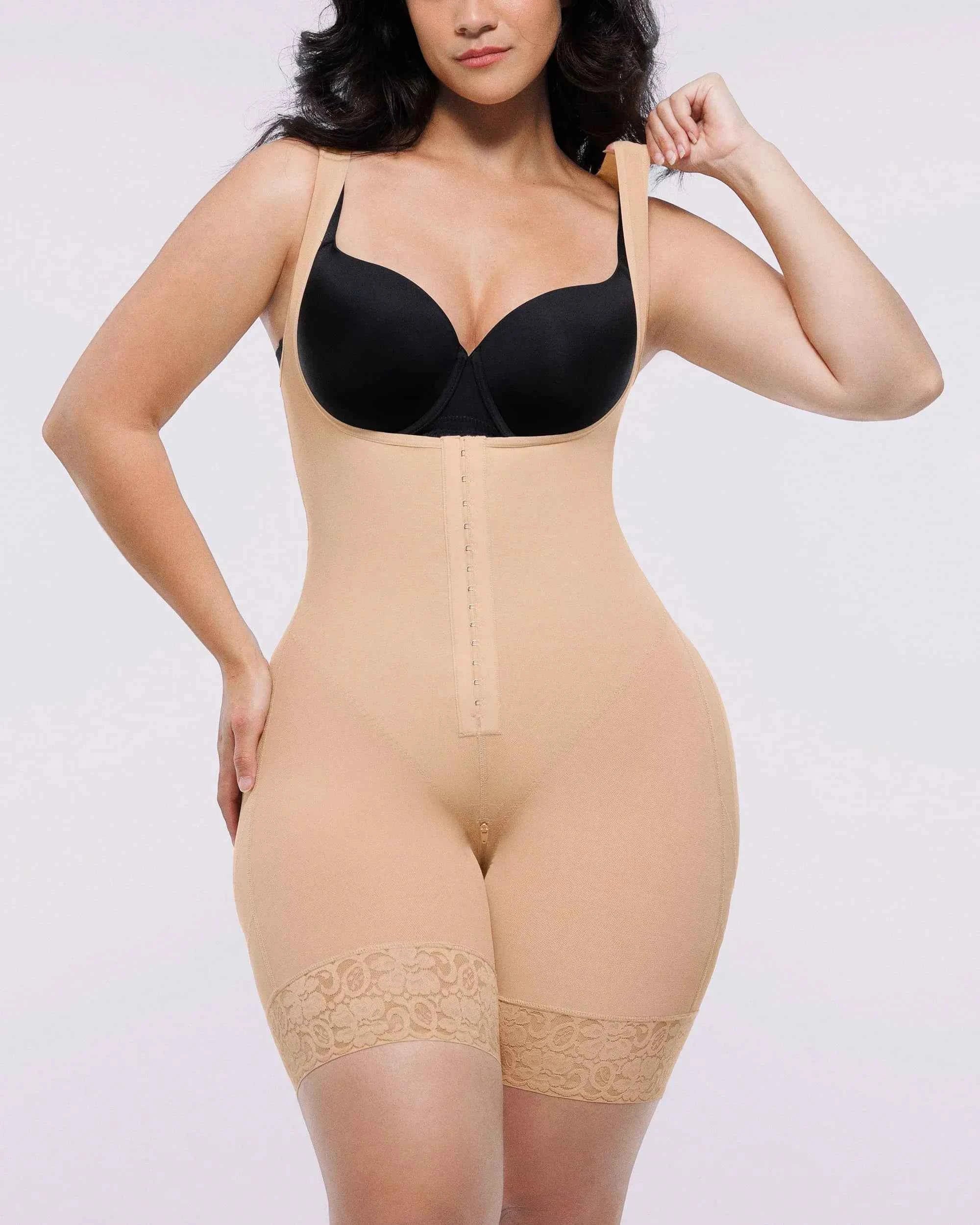 BOOT-YEAH™ Midi Bodysuit - Black Lace Compression