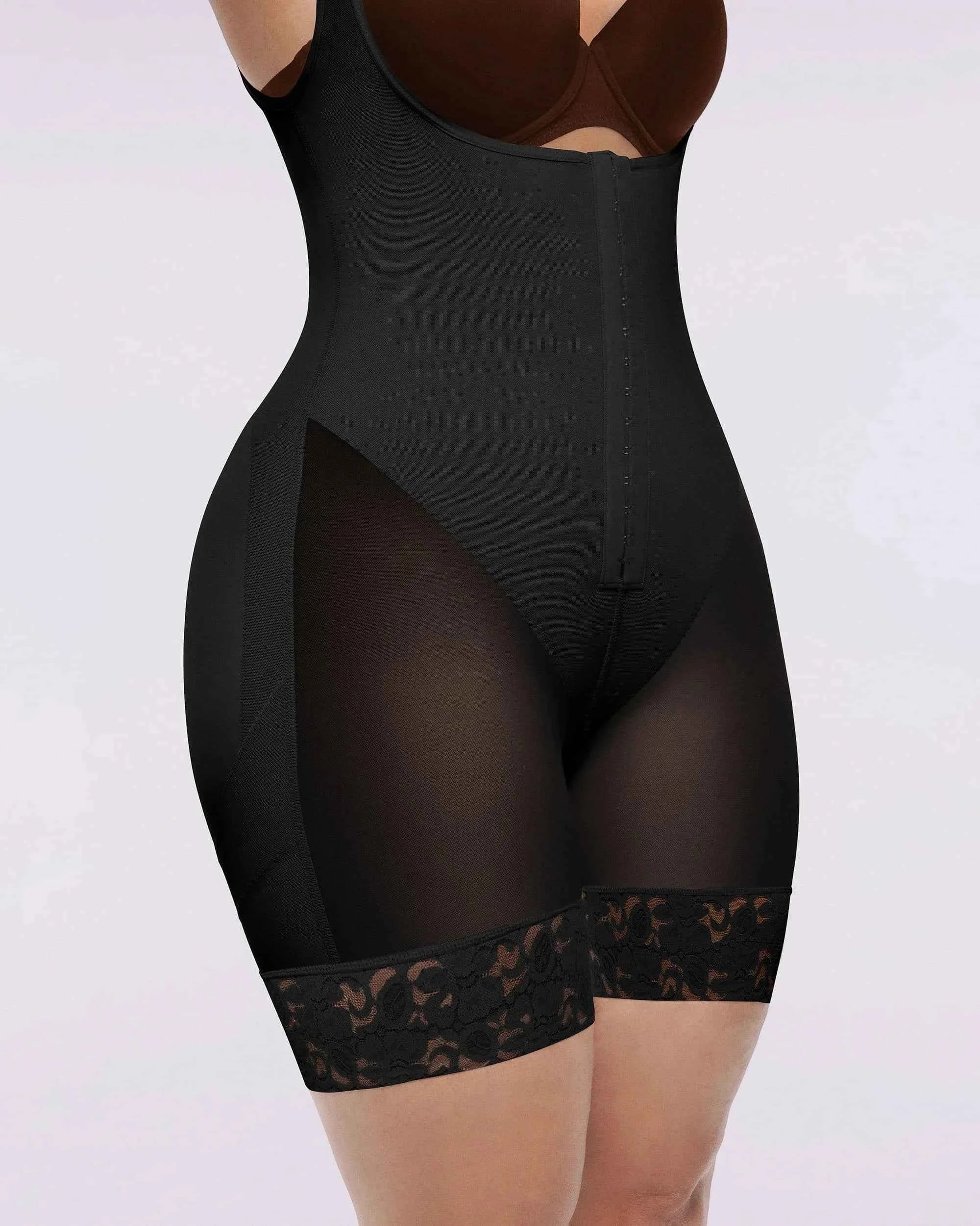 BOOT-YEAH™ Midi Bodysuit - Black Lace Compression