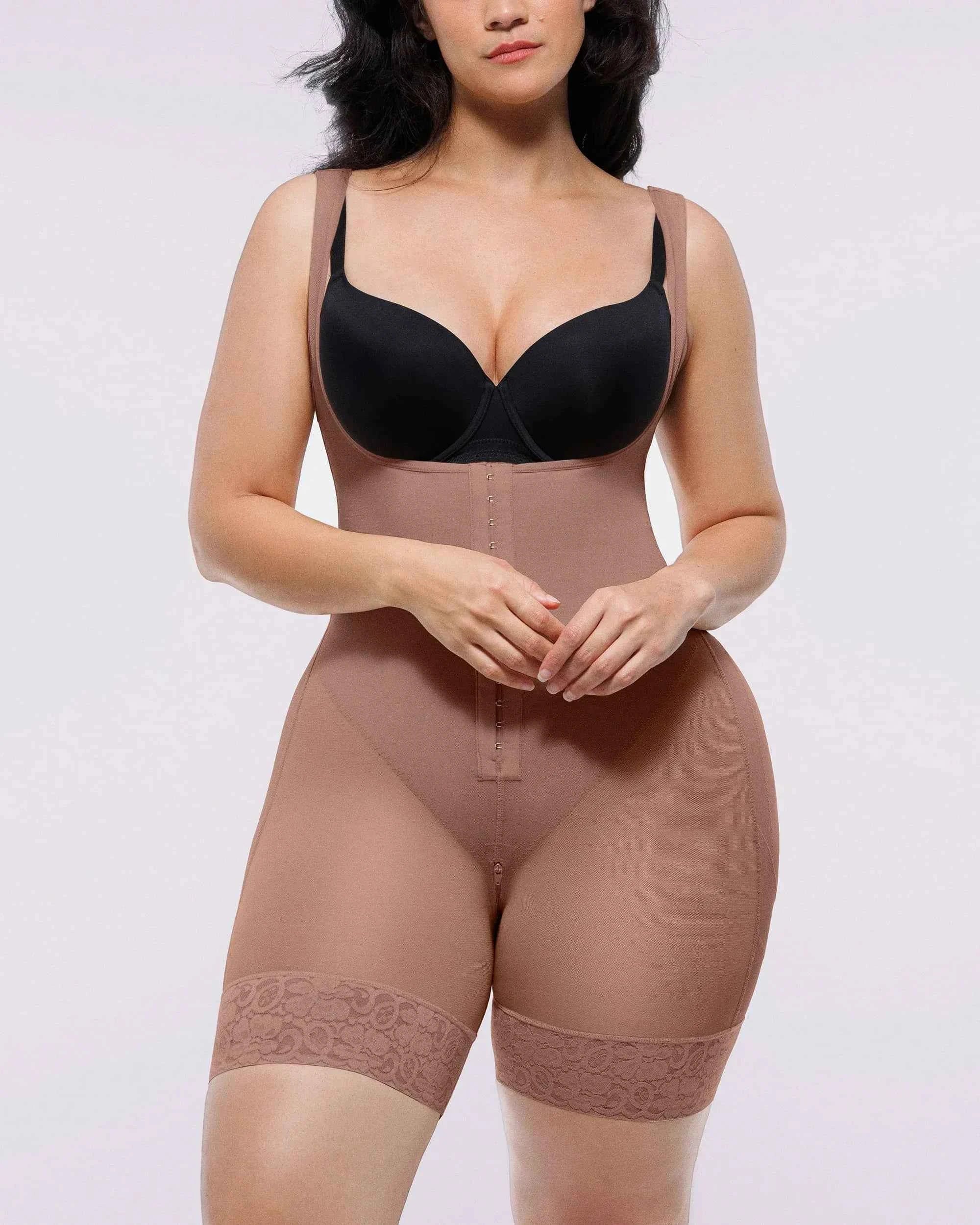 BOOT-YEAH™ Midi Bodysuit - Black Lace Compression