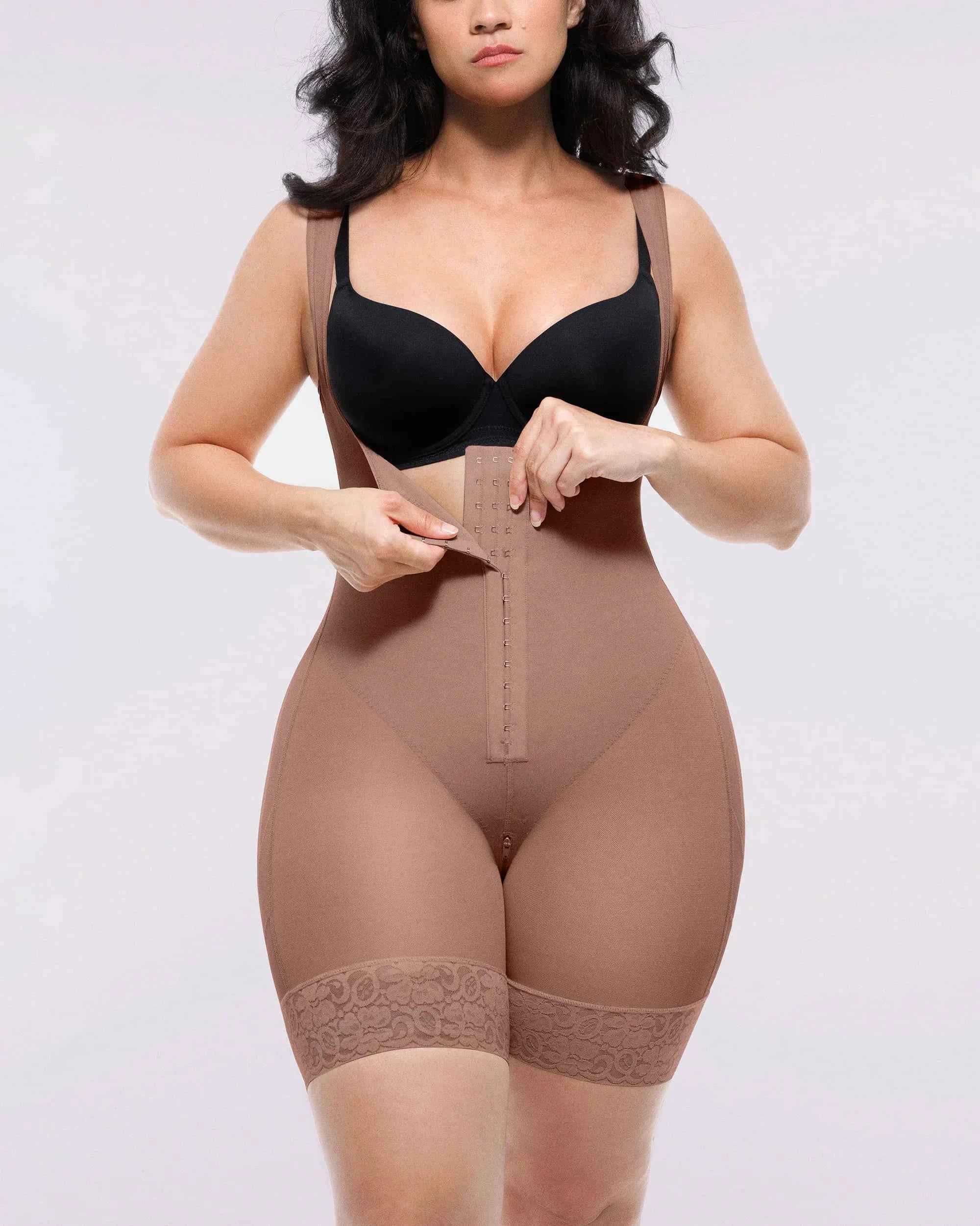 BOOT-YEAH™ Midi Bodysuit - Black Lace Compression