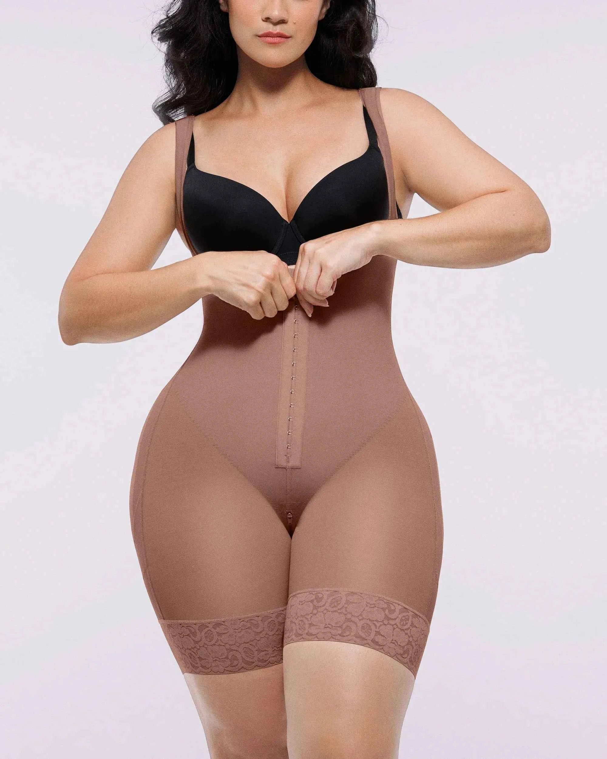 BOOT-YEAH™ Midi Bodysuit - Black Lace Compression
