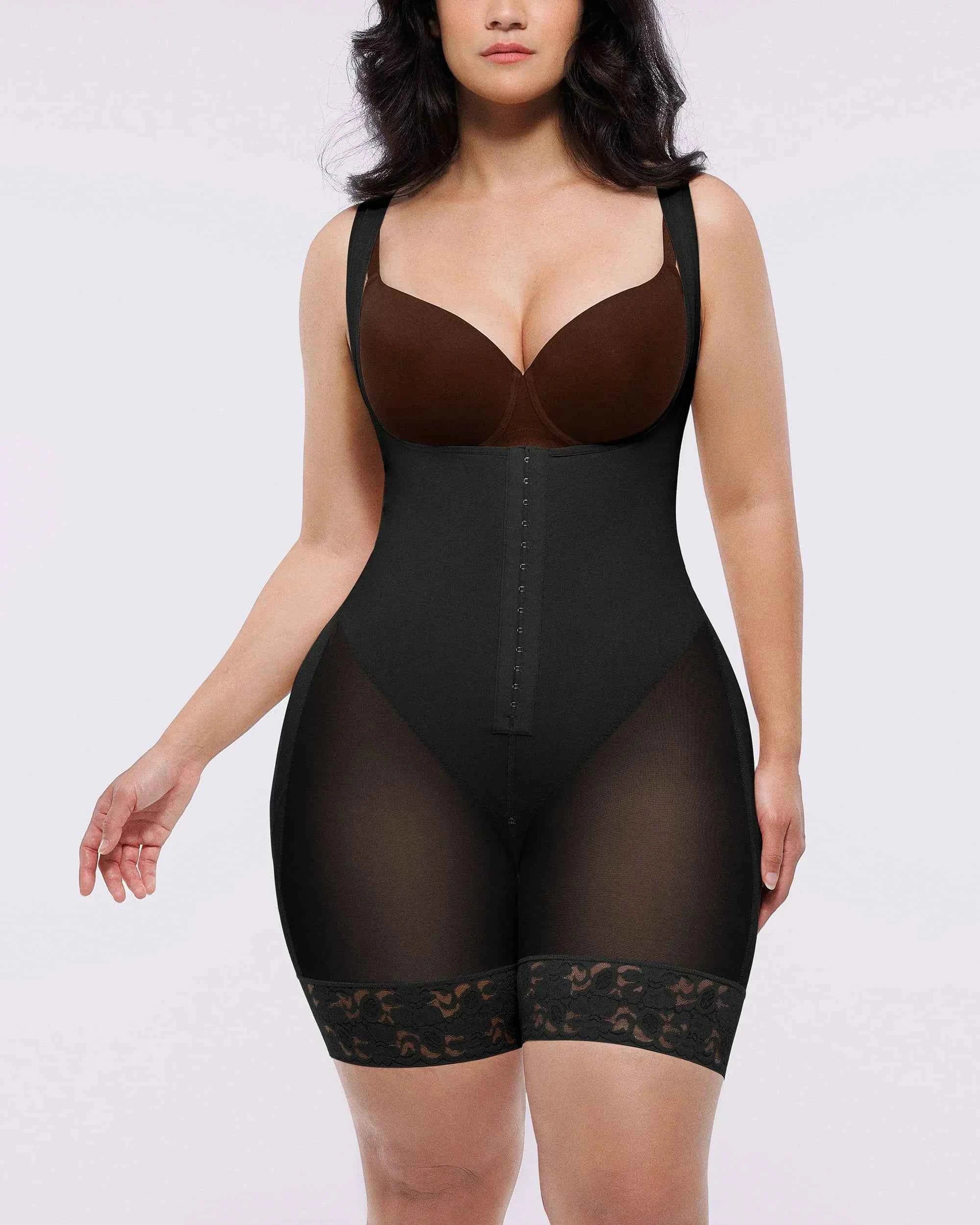 BOOT-YEAH™ Midi Bodysuit - Black Lace Compression