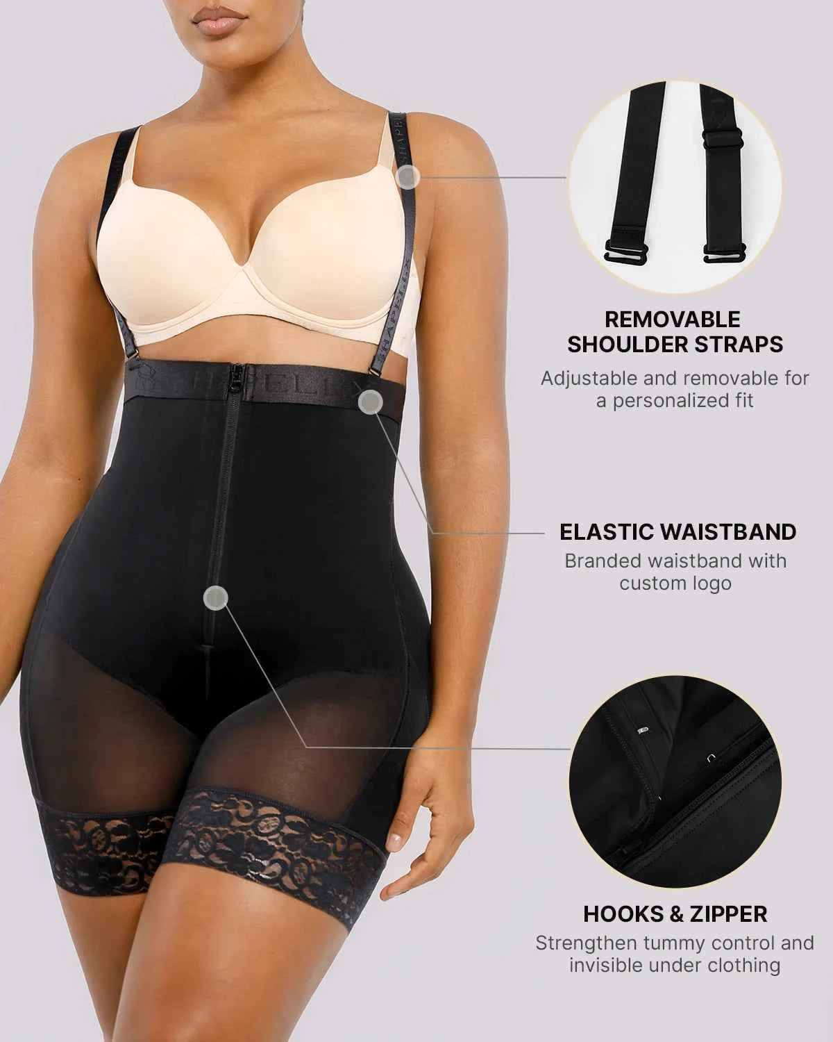 BOOT-YEAH™ Midi Shaping Shorts - Black Compression Lace