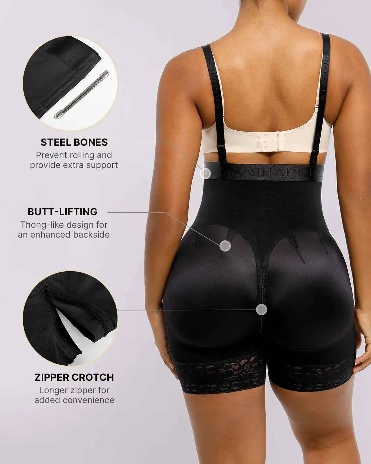 BOOT-YEAH™ Midi Shaping Shorts - Black Compression Lace