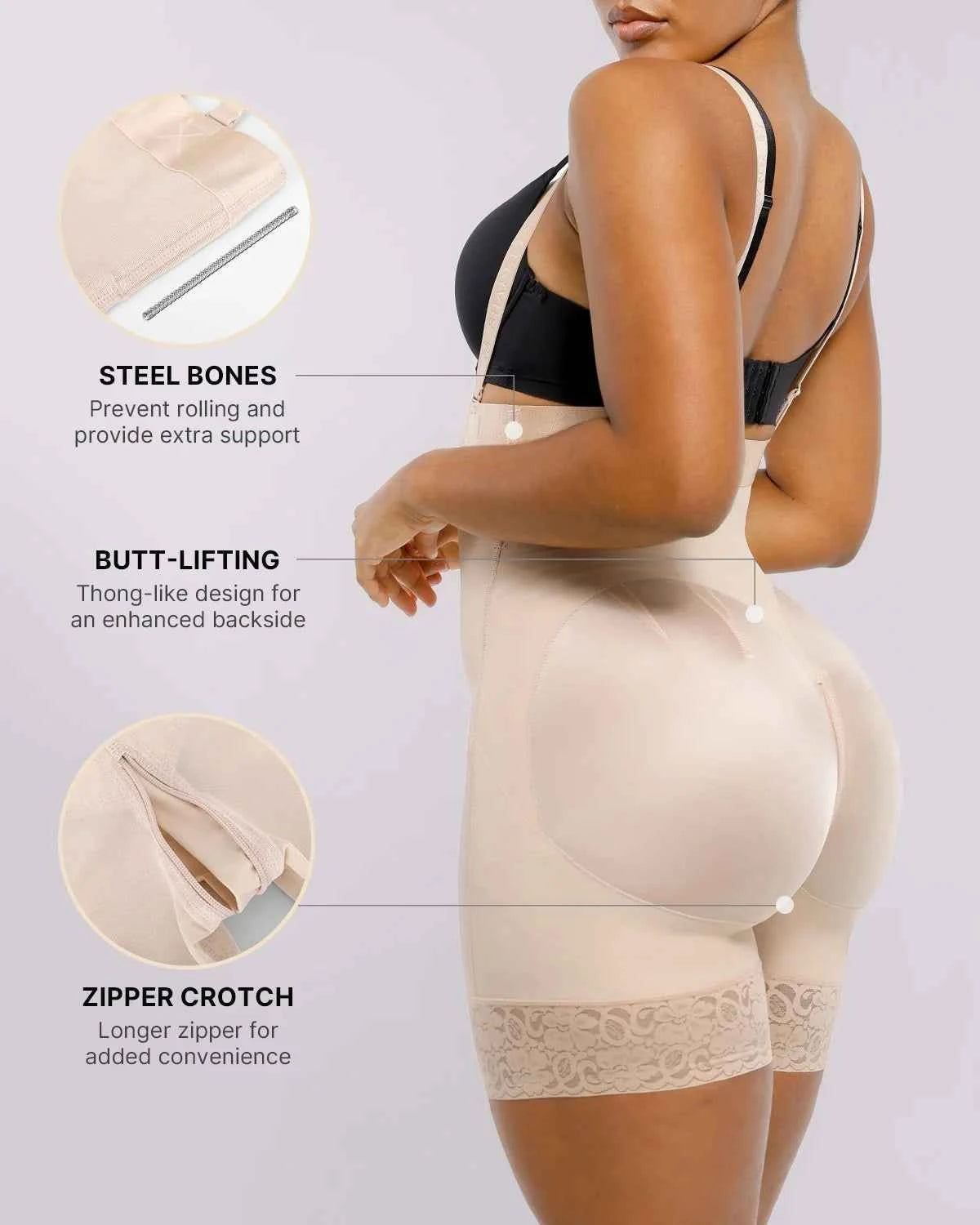 BOOT-YEAH™ Midi Shaping Shorts - Black Compression Lace