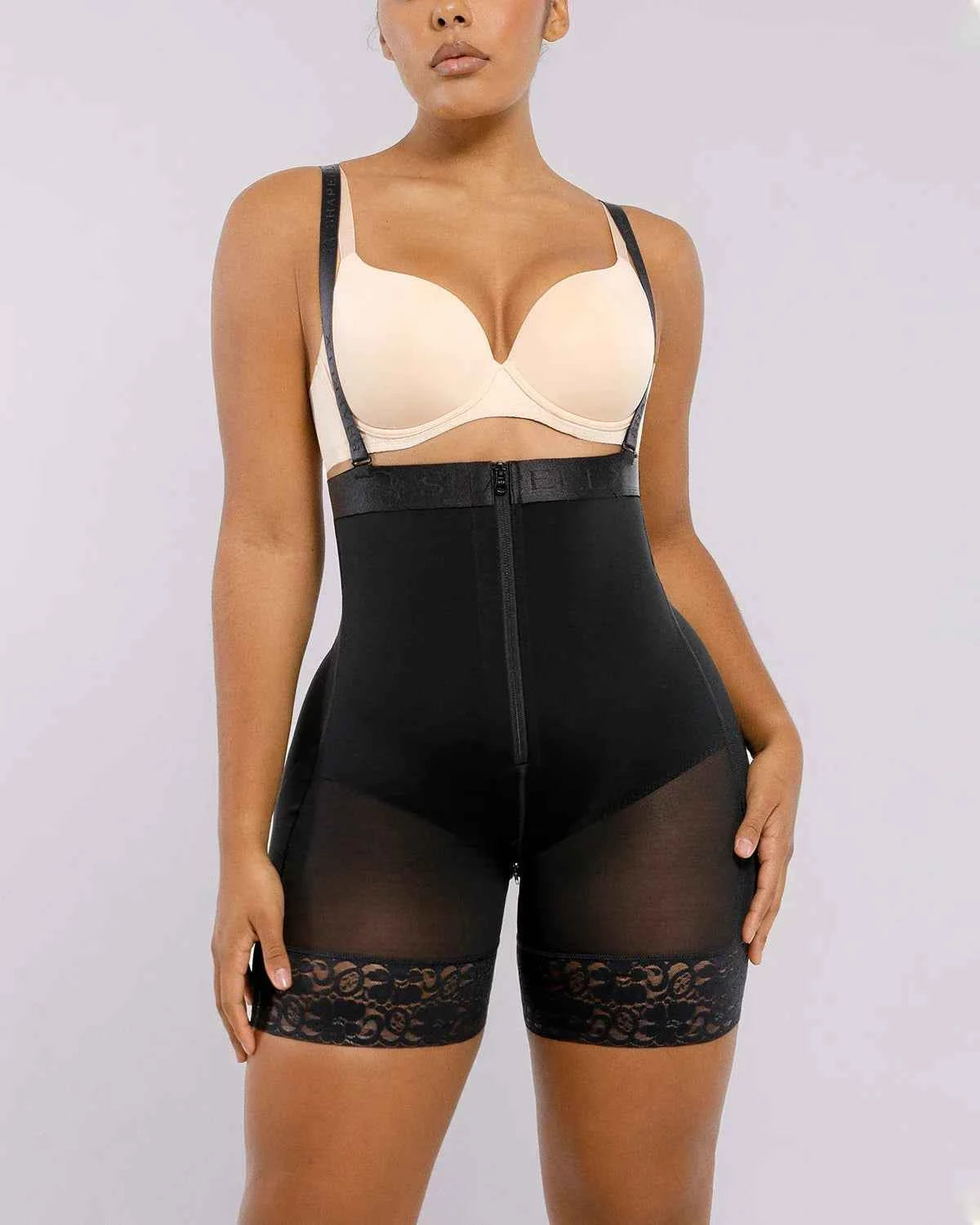 BOOT-YEAH™ Midi Shaping Shorts - Black Compression Lace