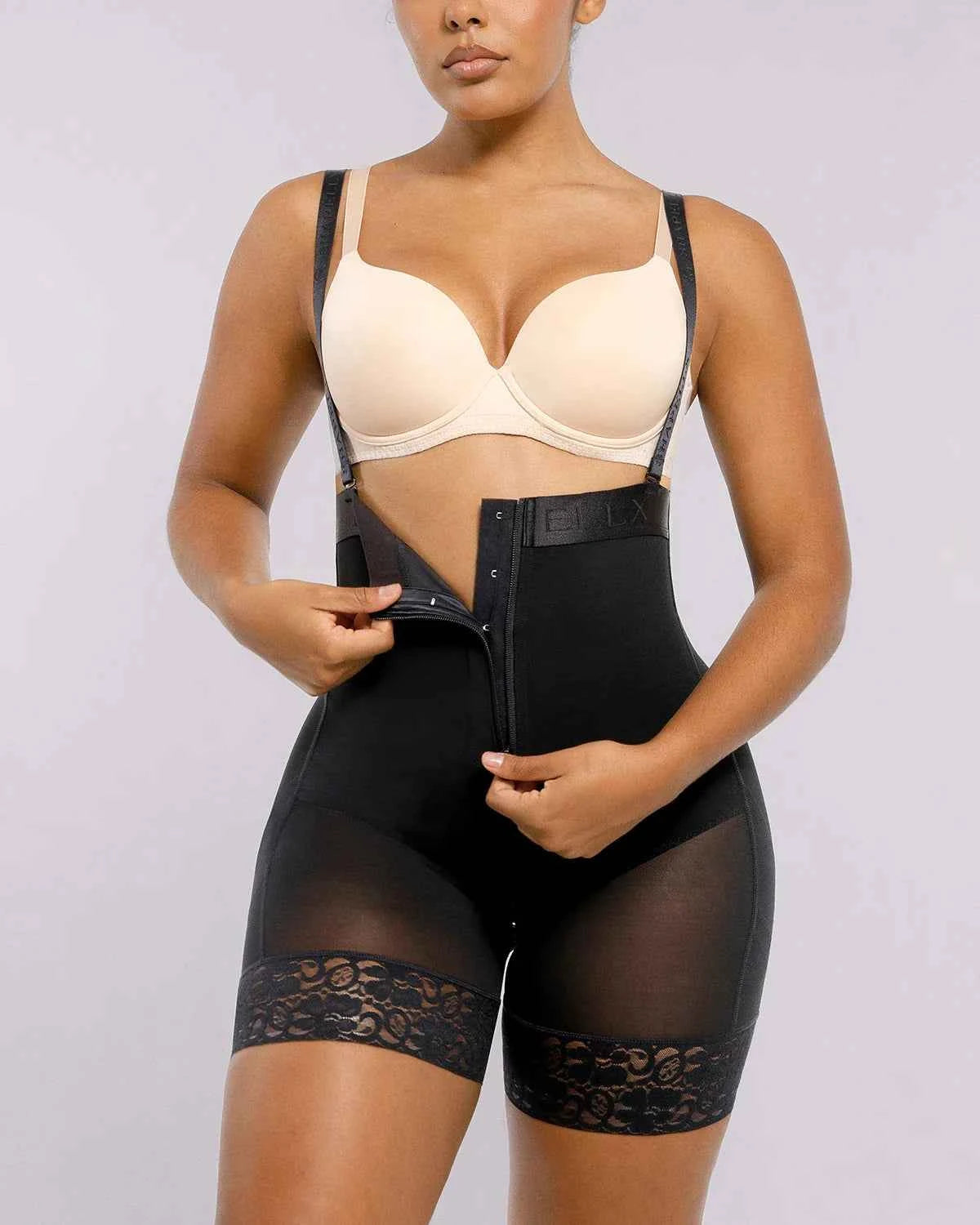 BOOT-YEAH™ Midi Shaping Shorts - Black Compression Lace