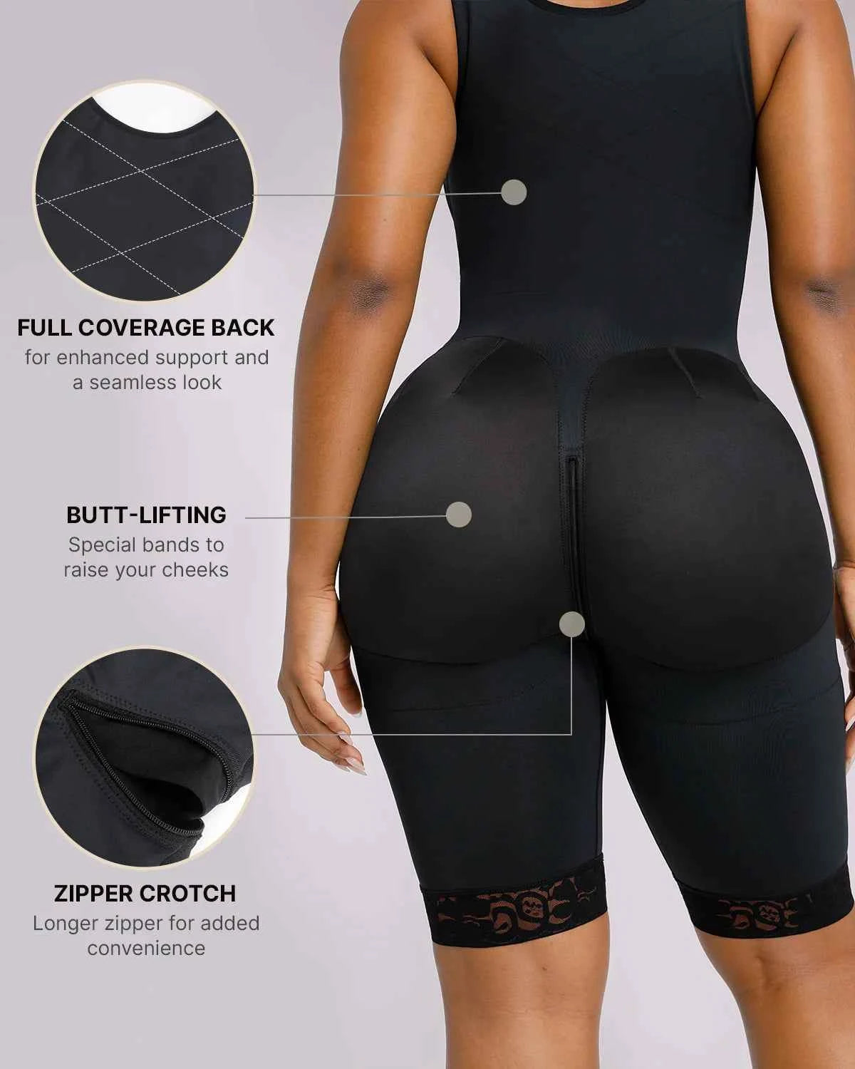 BOOT-YEAH™ Midi Bodysuit - Black Lace Compression