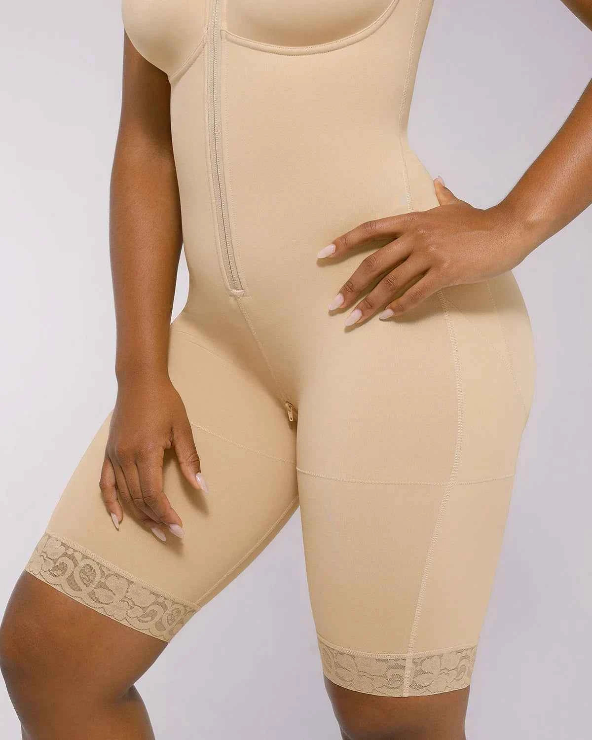 BOOT-YEAH™ Midi Bodysuit - Black Lace Compression