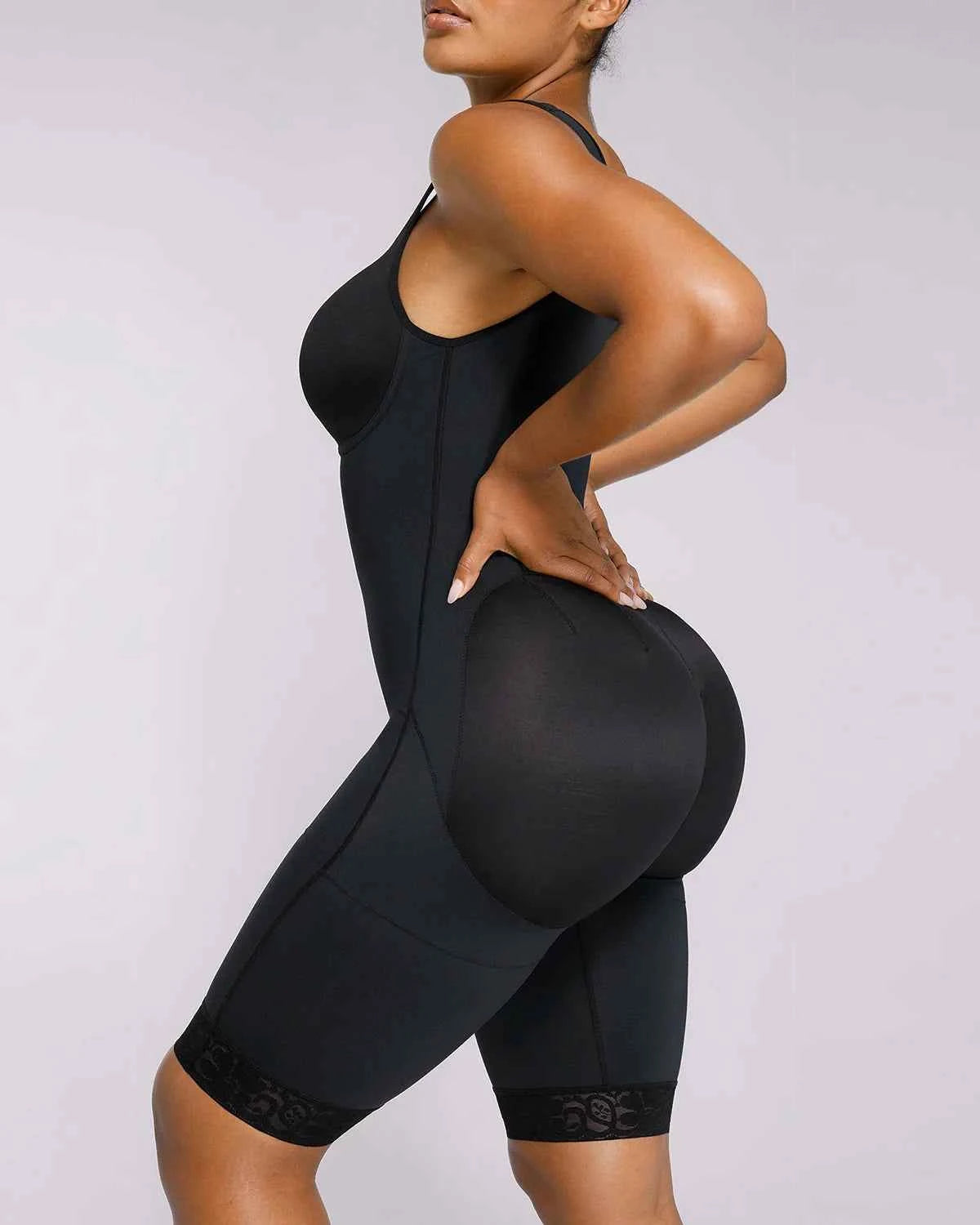 BOOT-YEAH™ Midi Bodysuit - Black Lace Compression