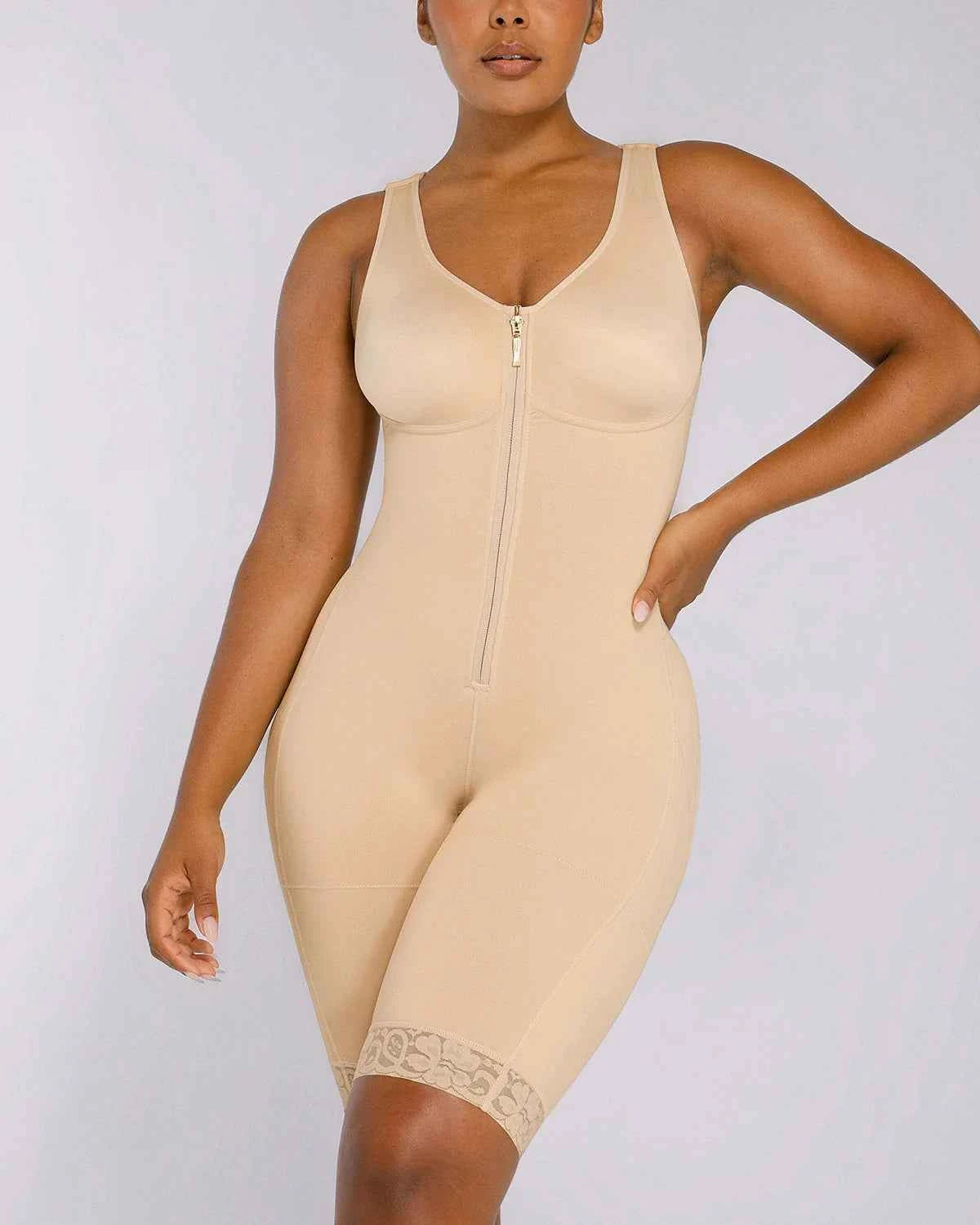 BOOT-YEAH™ Midi Bodysuit - Black Lace Compression