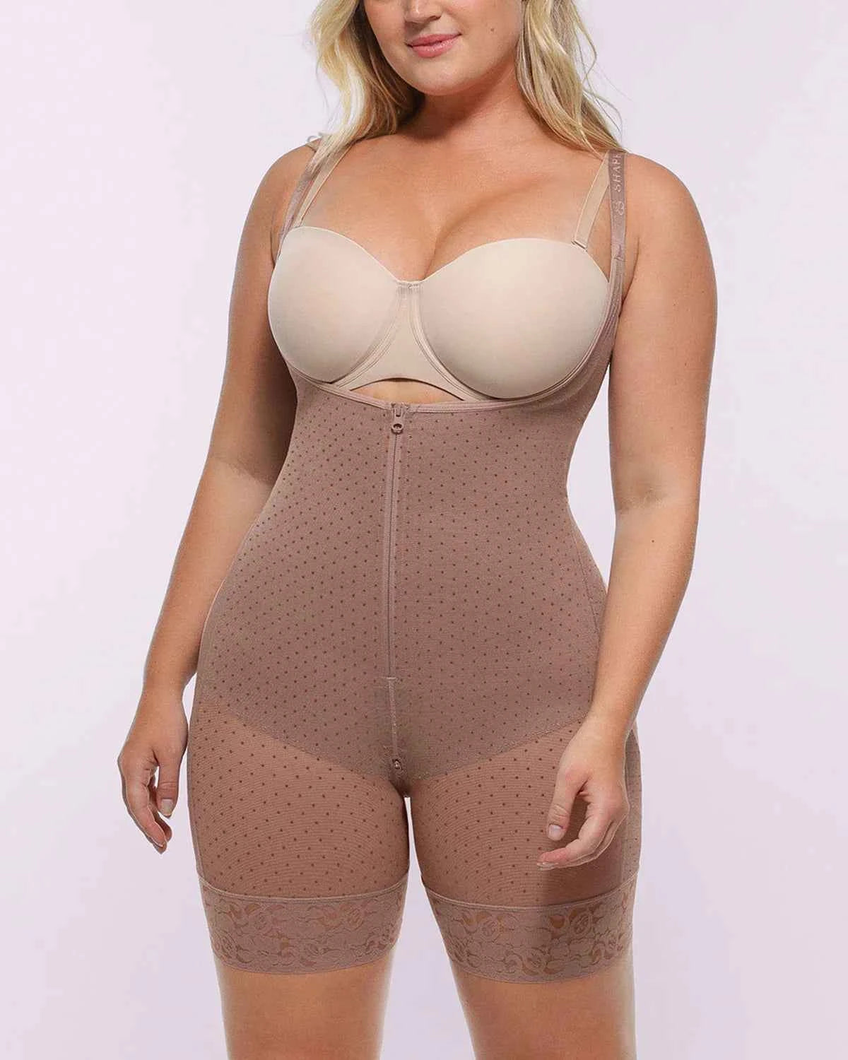BOOT-YEAH™ Midi Bodysuit - Black Polka Dot Mesh