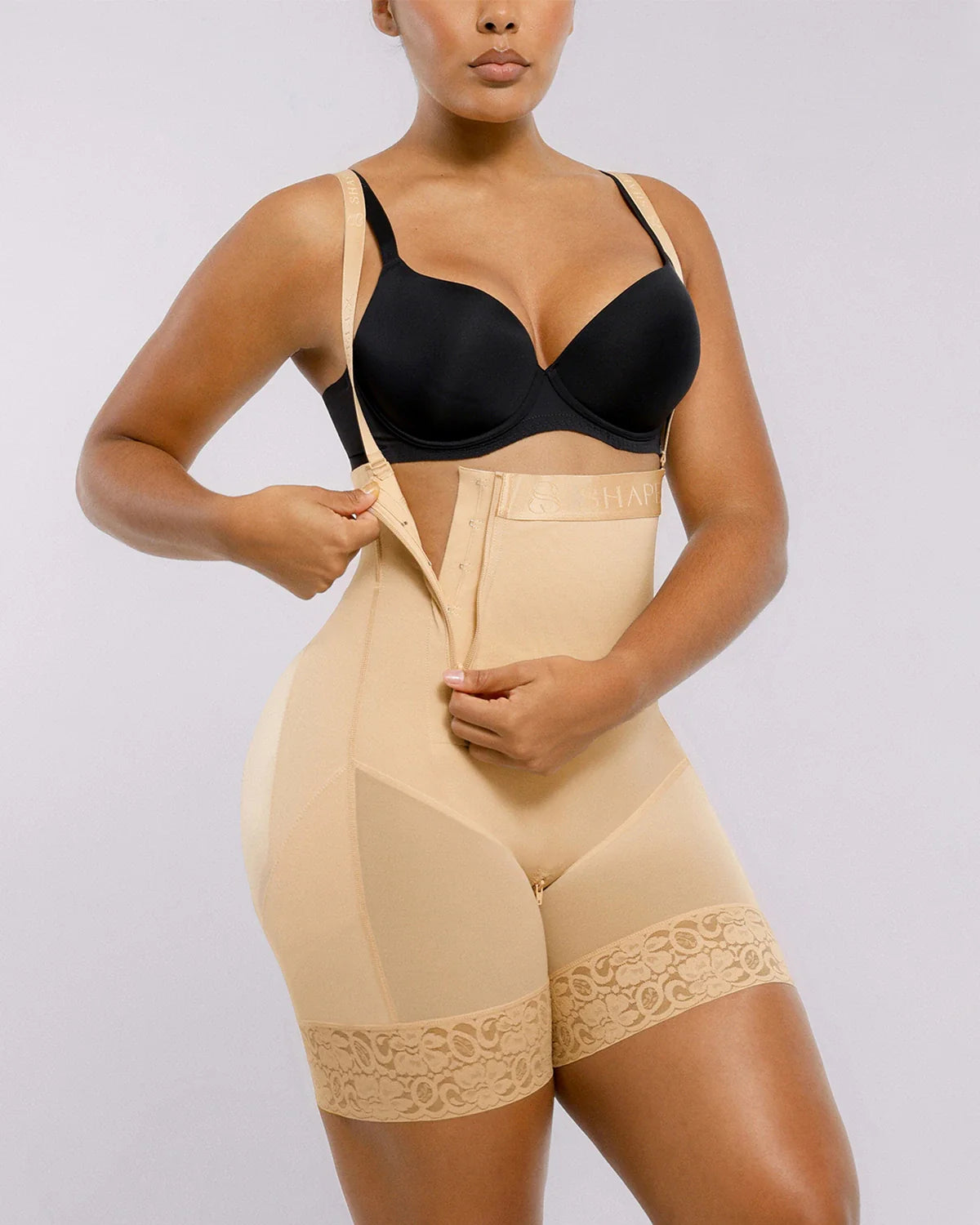 BOOT-YEAH™ Midi Shaping Shorts - Black Compression Lace - ICYBOO