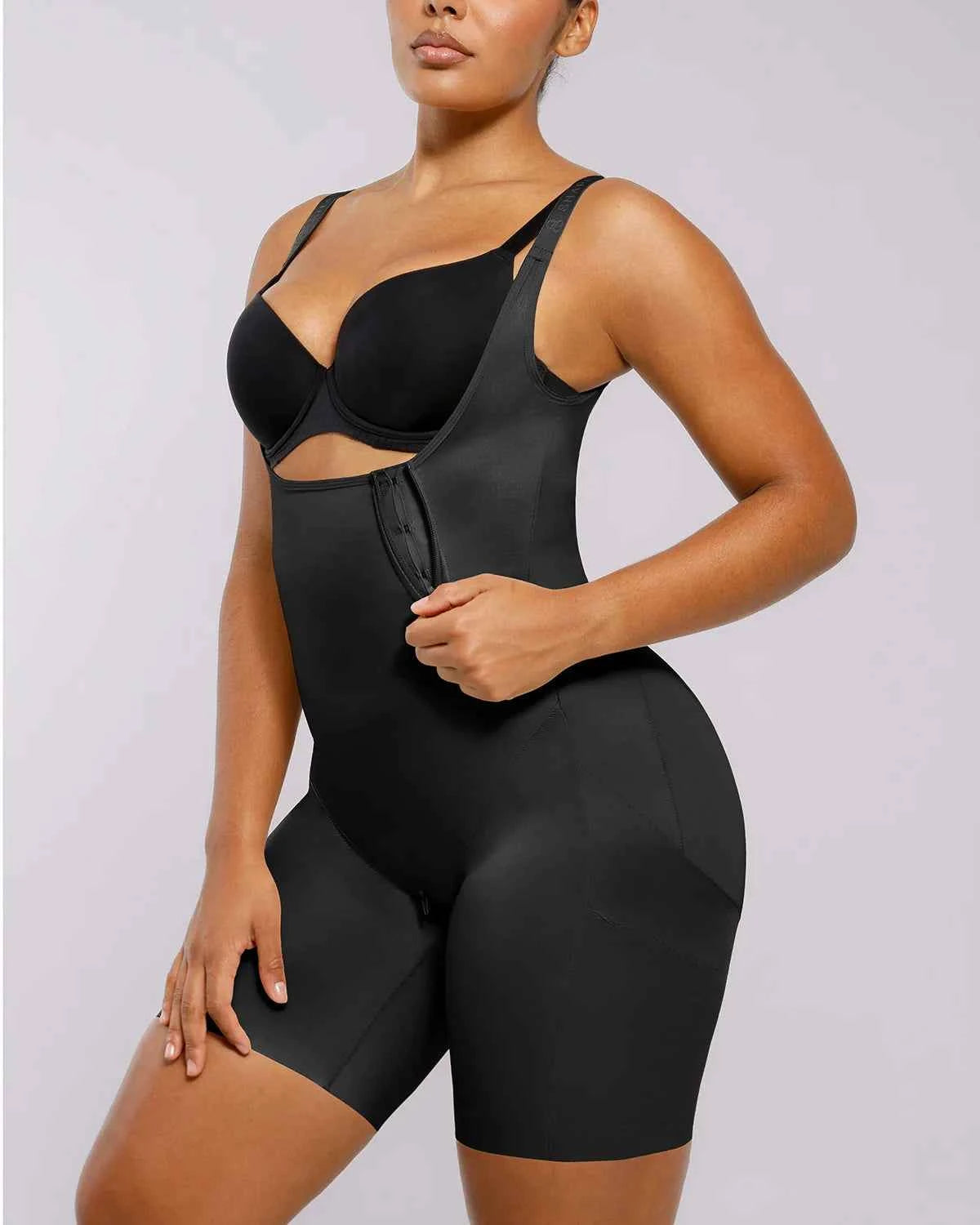 SilkSculpt Maxi Bodysuit - Black Open Bust