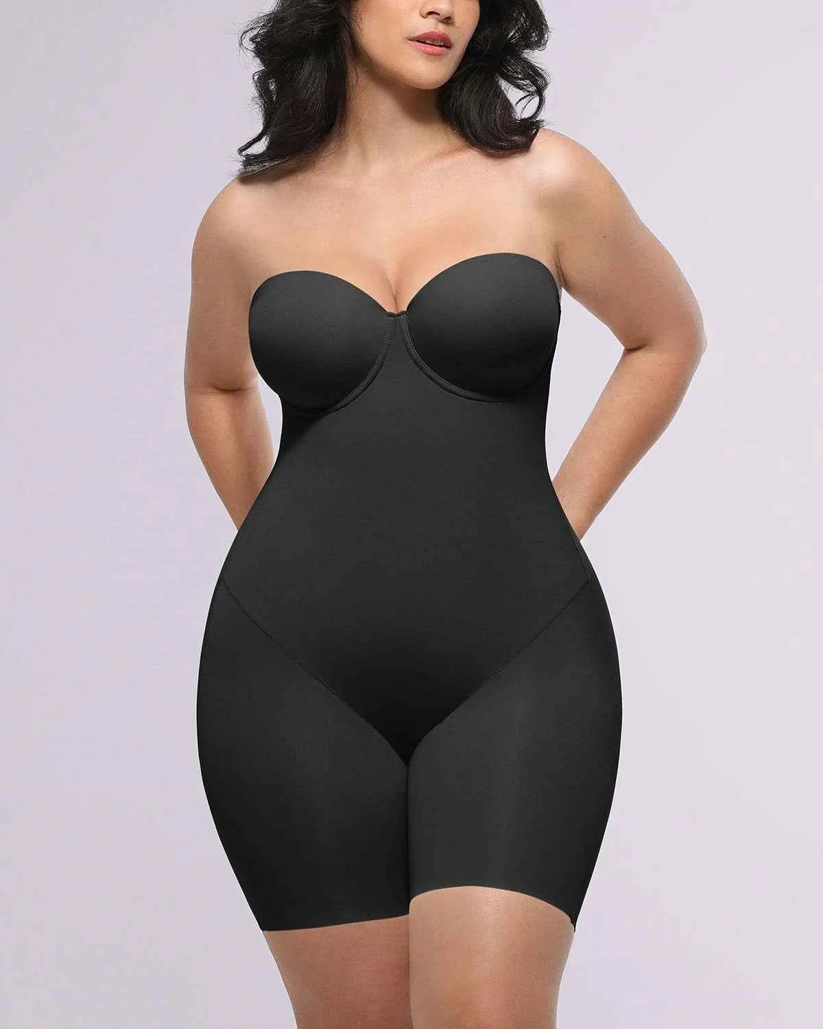 Bare Essentials Midi Dress - Black Strapless