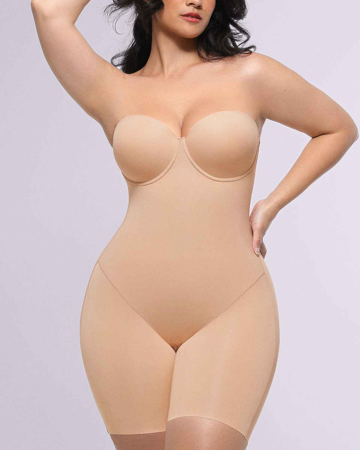 Bare Essentials Midi Bodysuit - Black Strapless