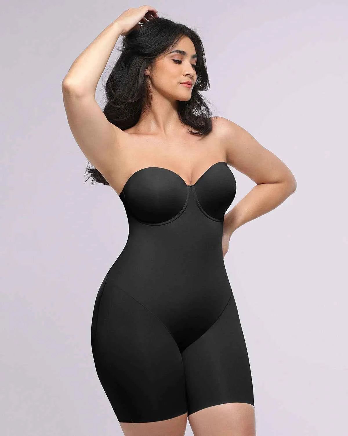 Bare Essentials Midi Dress - Black Strapless