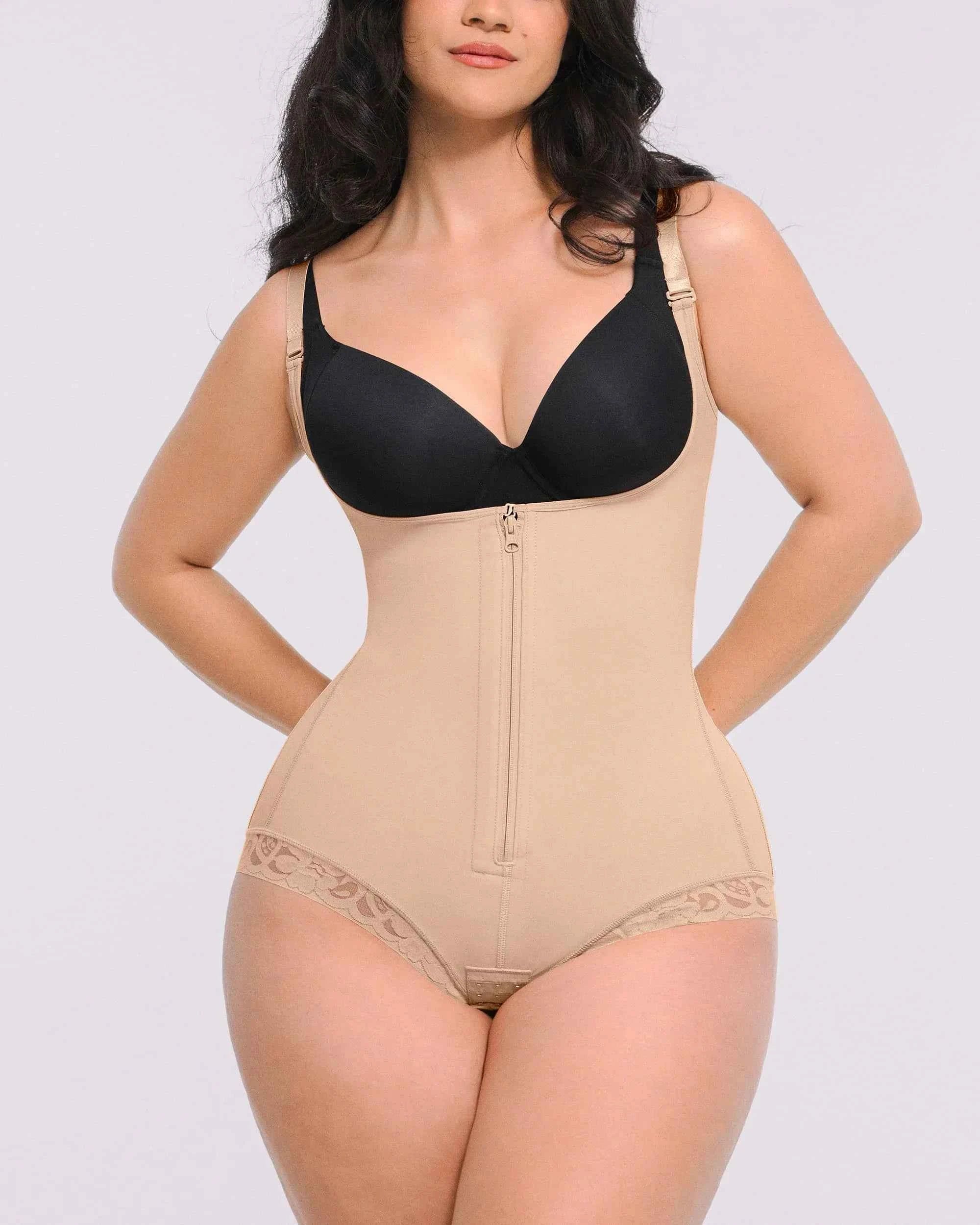 Bare Essentials Midi Bodysuit - Black Lace Zipper