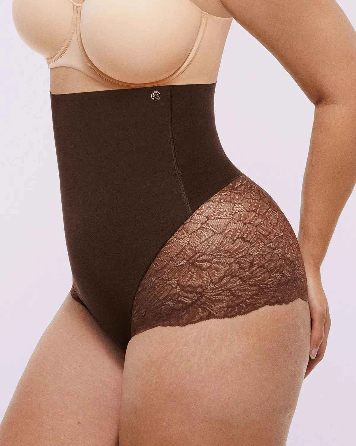 Bare Essentials™ High-Waisted Brief - Sheer Lace Black
