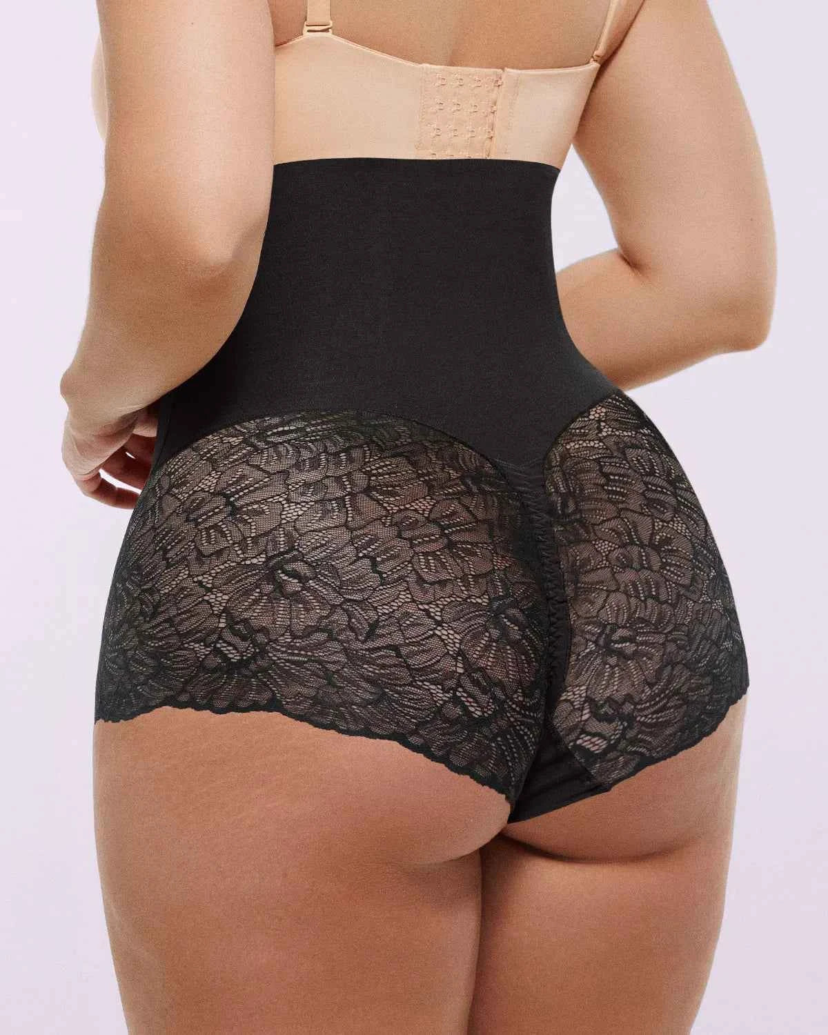 Bare Essentials™ High-Waisted Brief - Sheer Lace Black