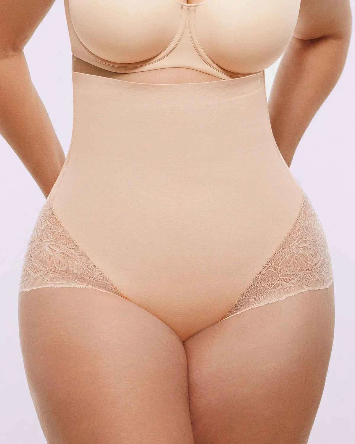 Bare Essentials™ High-Waisted Brief - Sheer Lace Black