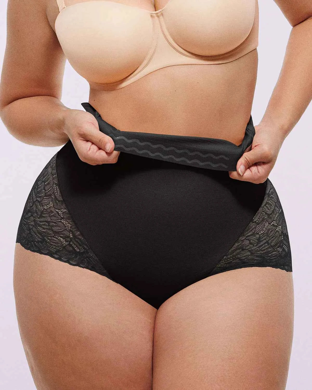 Bare Essentials™ High-Waisted Brief - Sheer Lace Black