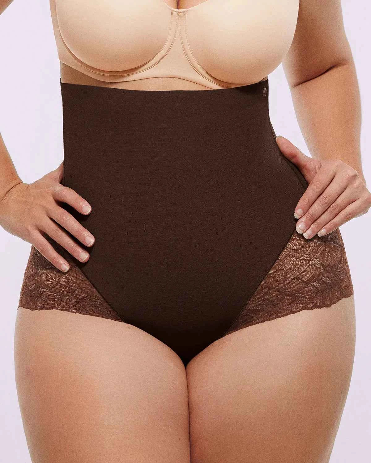 Bare Essentials™ High-Waisted Brief - Sheer Lace Black