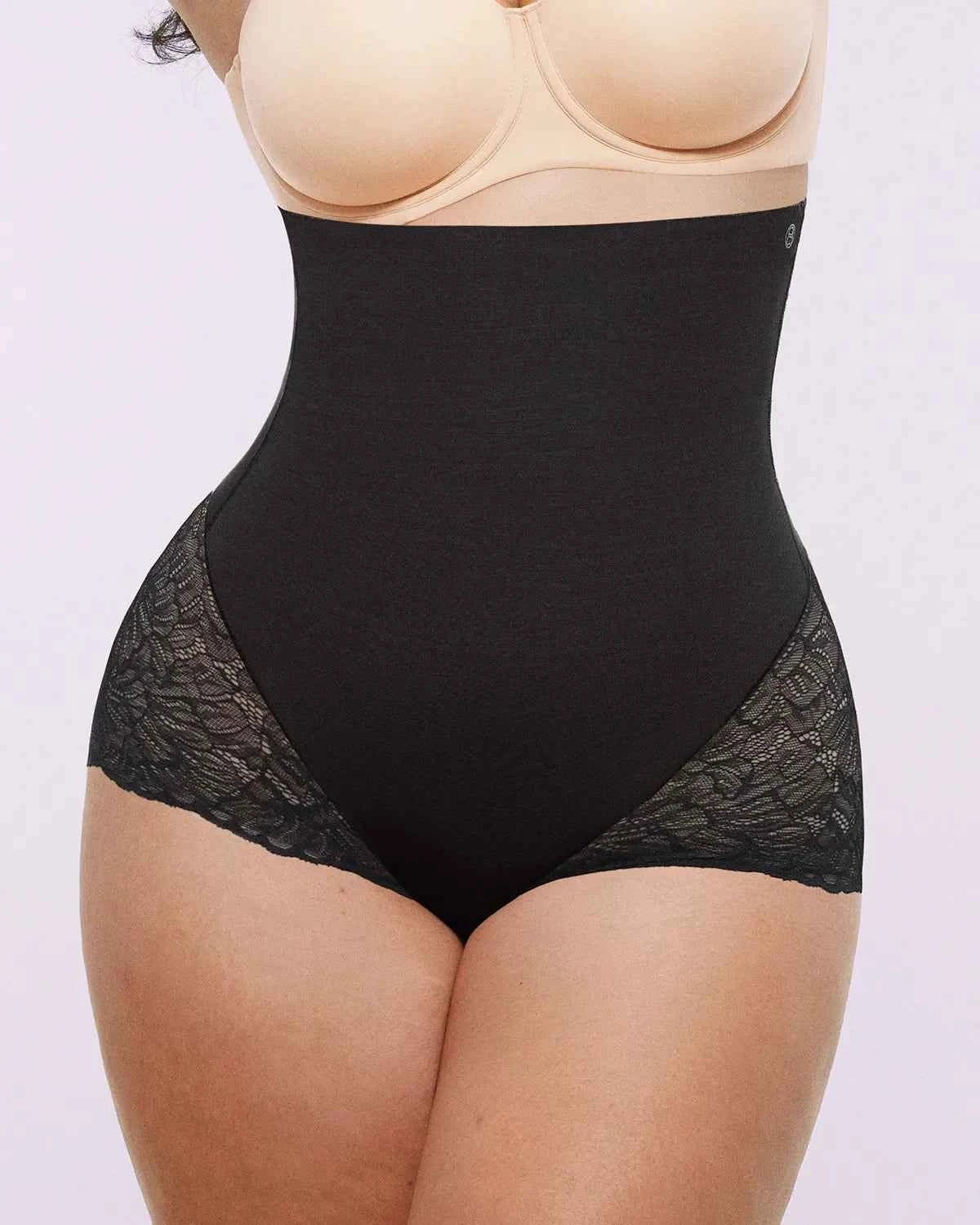 Bare Essentials™ High-Waisted Brief - Sheer Lace Black