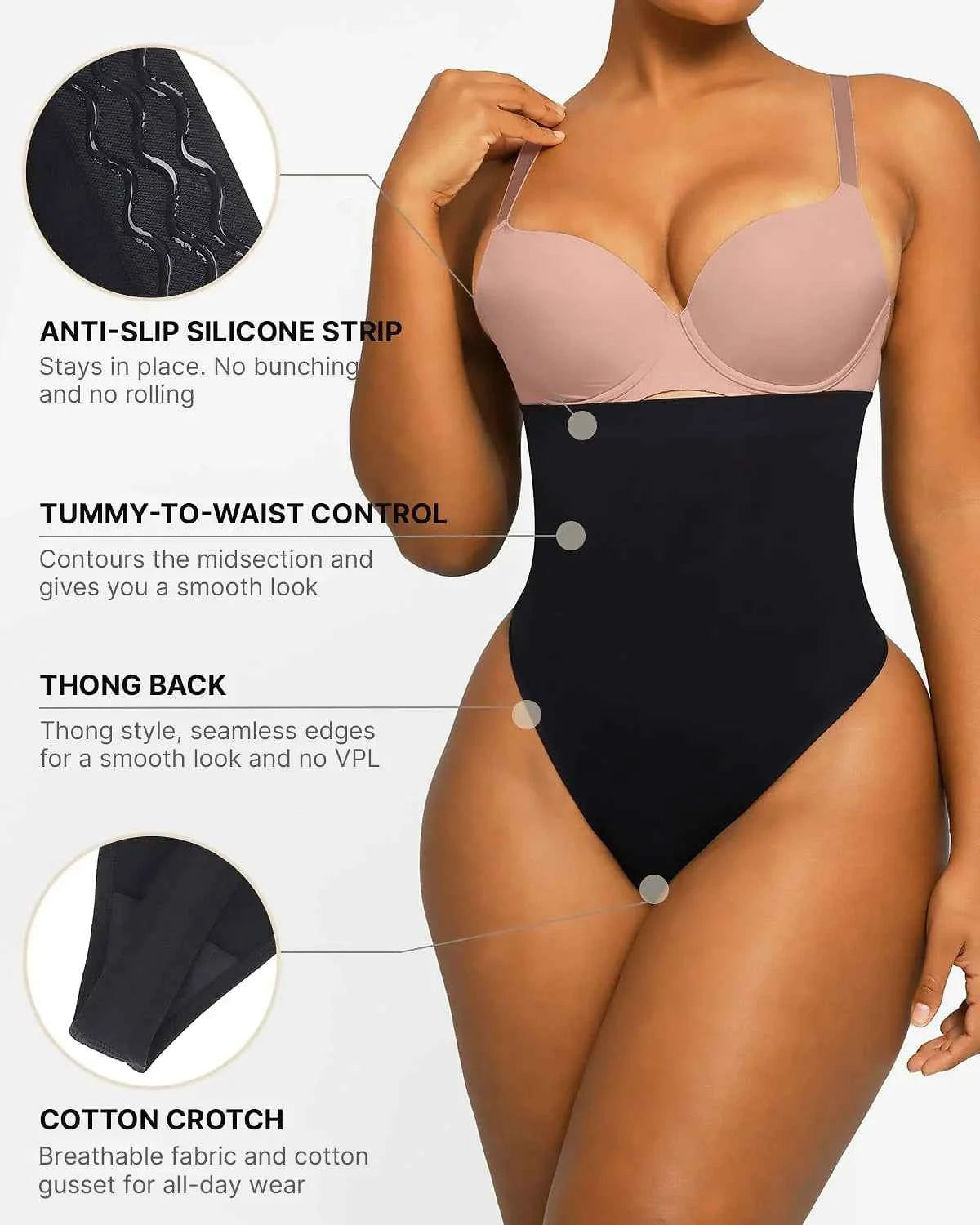 Bare Essentials Eco Seamless Thong - Black High Waist