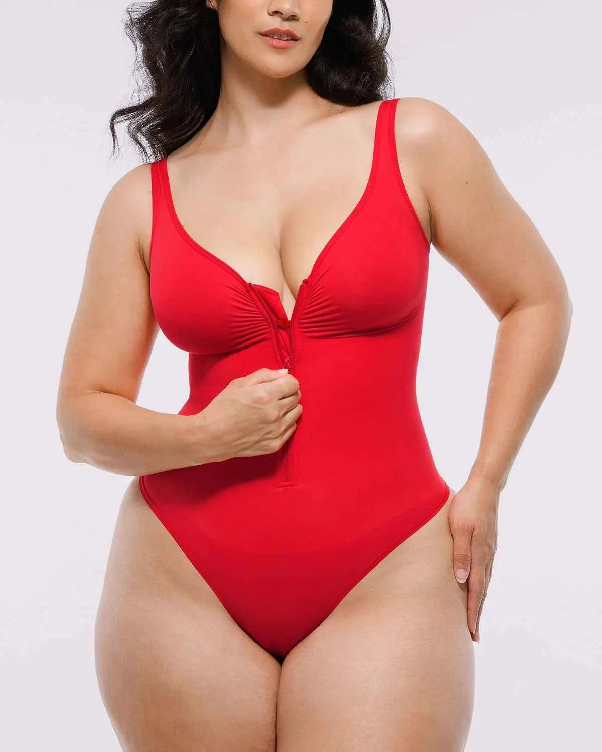 Bare Essentials Thong Bodysuit - Skin Flow Zipper Front