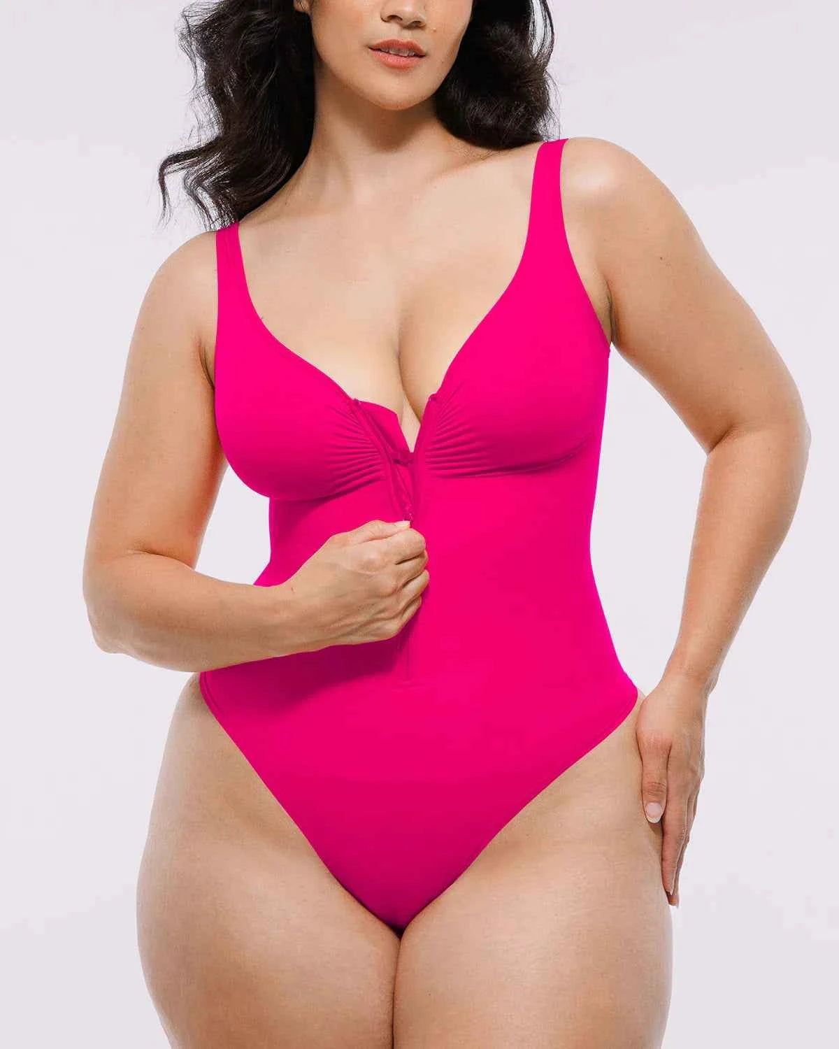 Bare Essentials Thong Bodysuit - Skin Flow Zipper Front