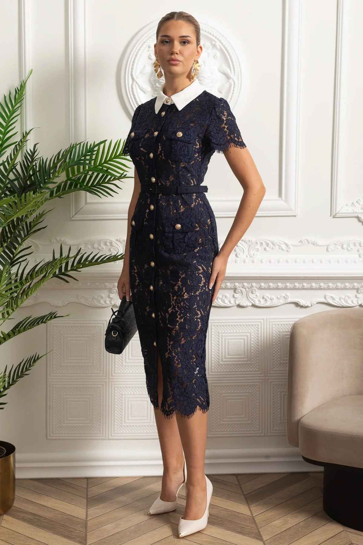 Matilda | FLORAL LACE MIDI COCKTAIL PARTY DRESS