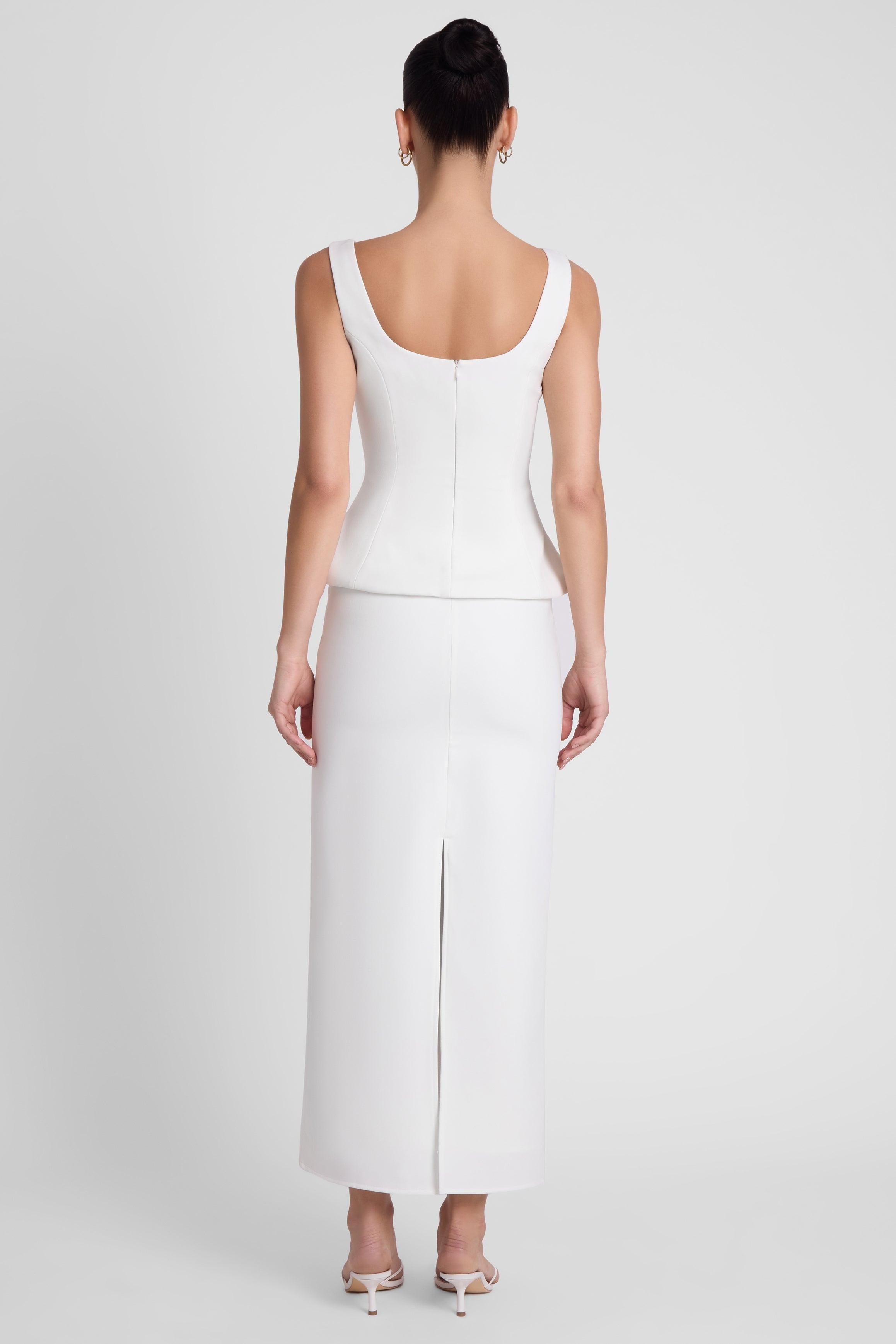Timeless White Column Maxi Skirt ICYBOO