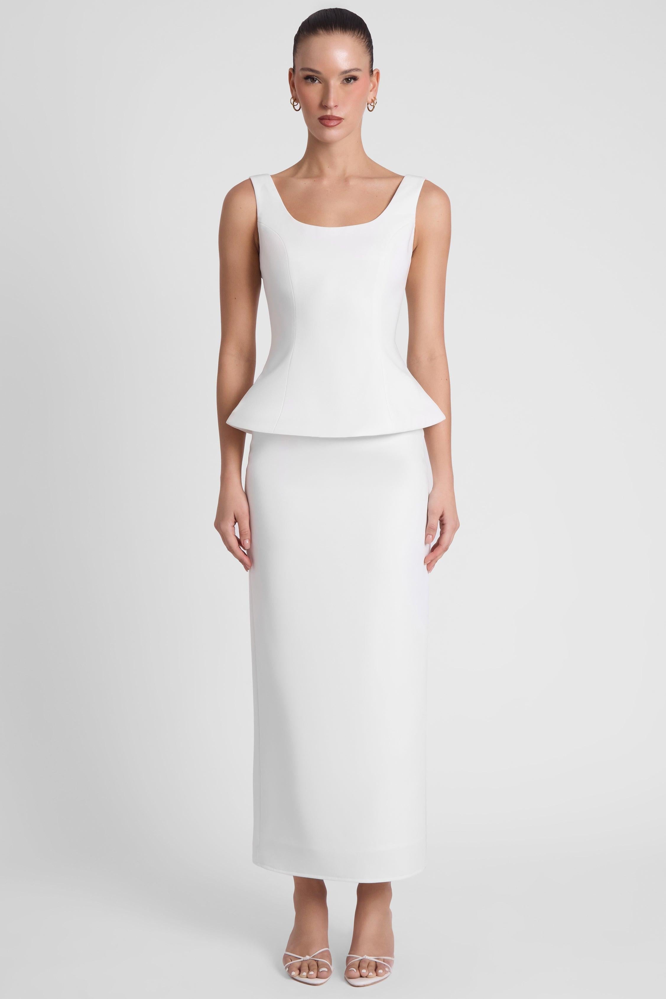 Timeless White Column Maxi Skirt ICYBOO