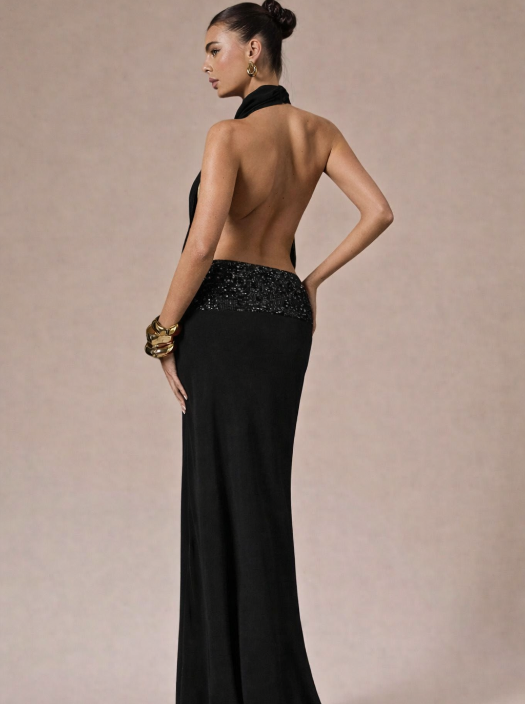 Adele Halter Backless Sequin Maxi Dress - ICYBOO