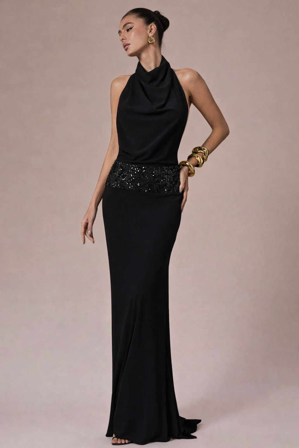 Adele Halter Backless Sequin Maxi Dress - ICYBOO