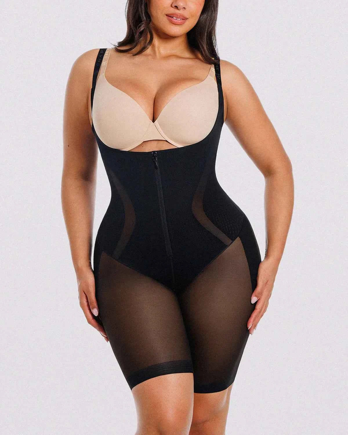 Curve Code™ Maxi Bodysuit - Black Breathable Smoothing