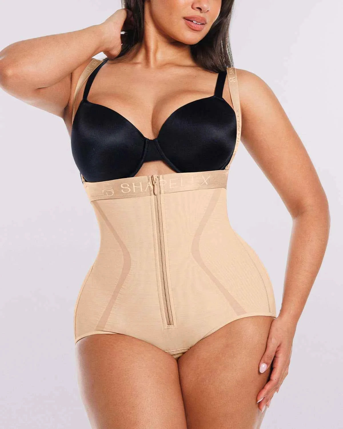 Curve Code™ High-Waisted Brief - Black Mesh Shaping