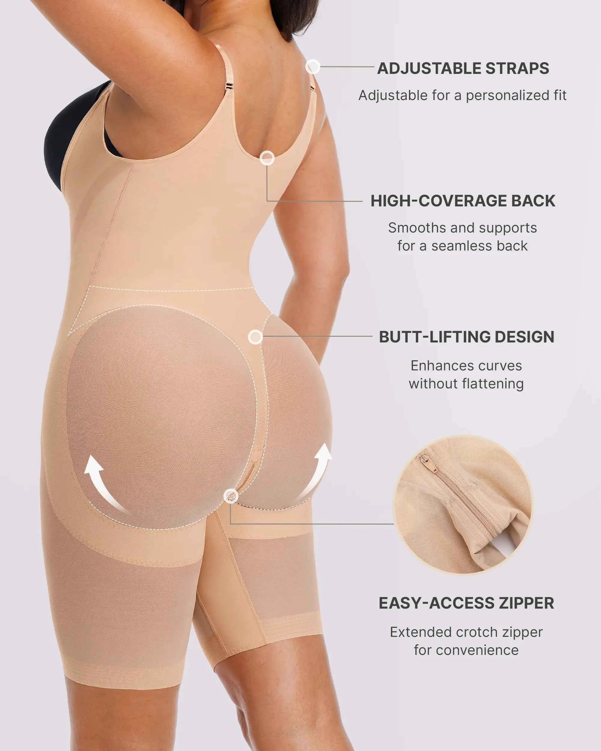 Curve Code™ Maxi Bodysuit - Black Breathable Smoothing
