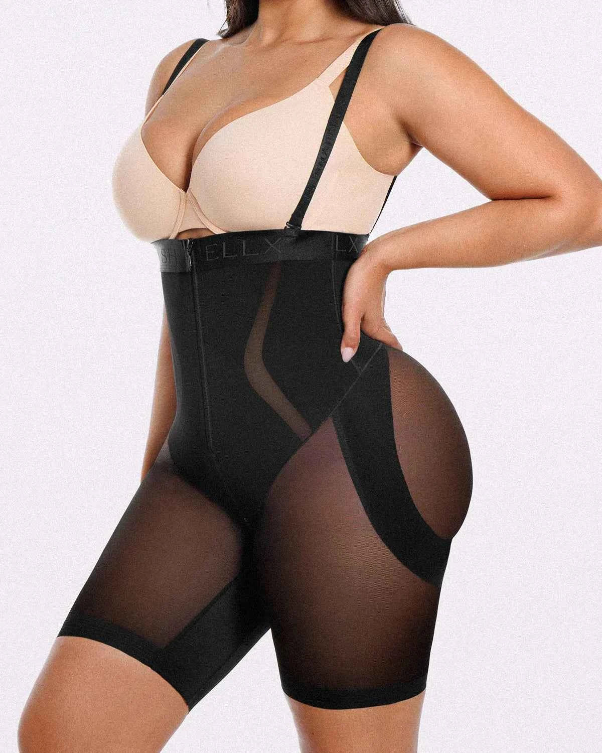 Curve Code™ Mini Dress - Black Mesh Compression