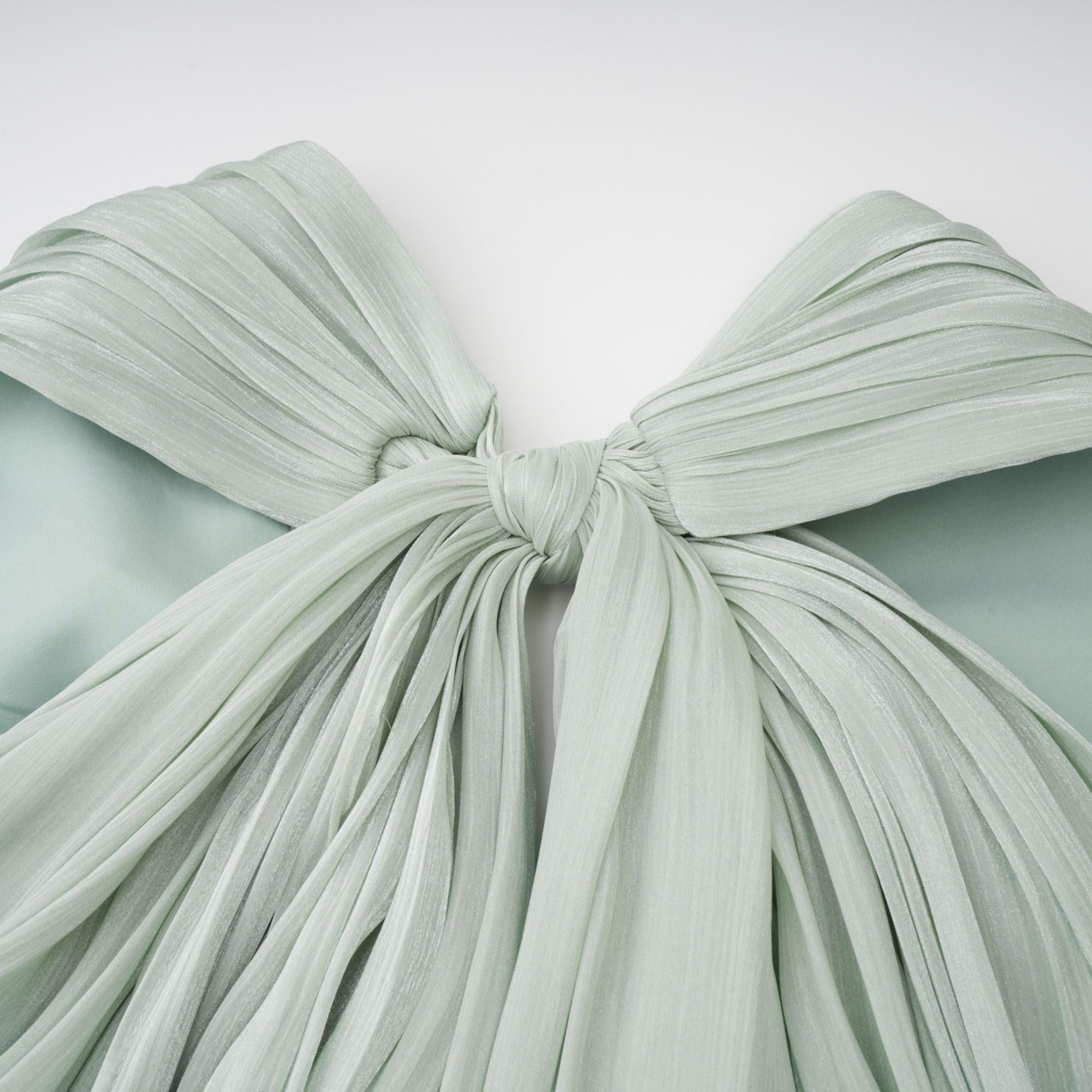 Verdelune Halter Pleated Slit Maxi Dress
