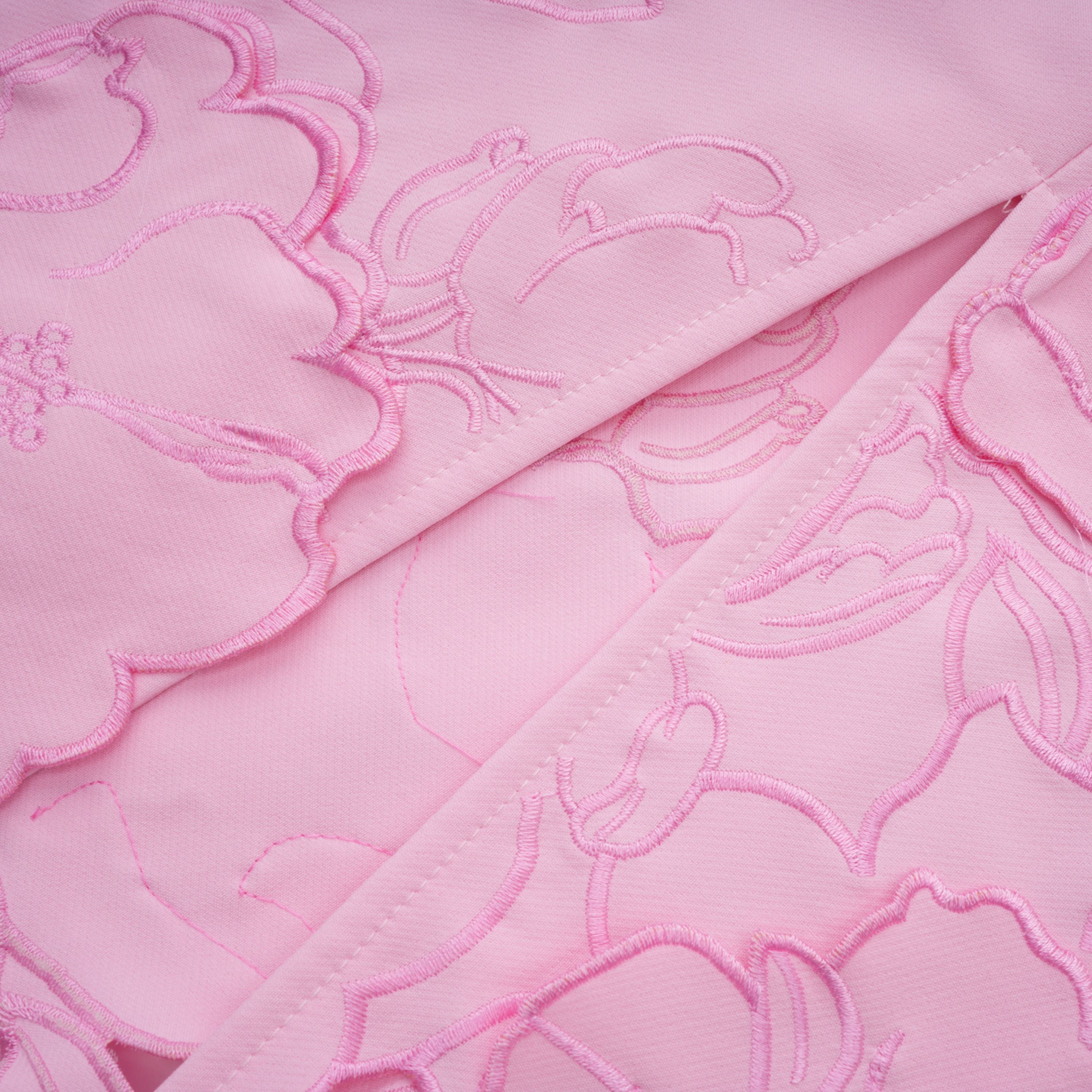 Talisman Pink Strapless Floral Embroidered Maxi Dress