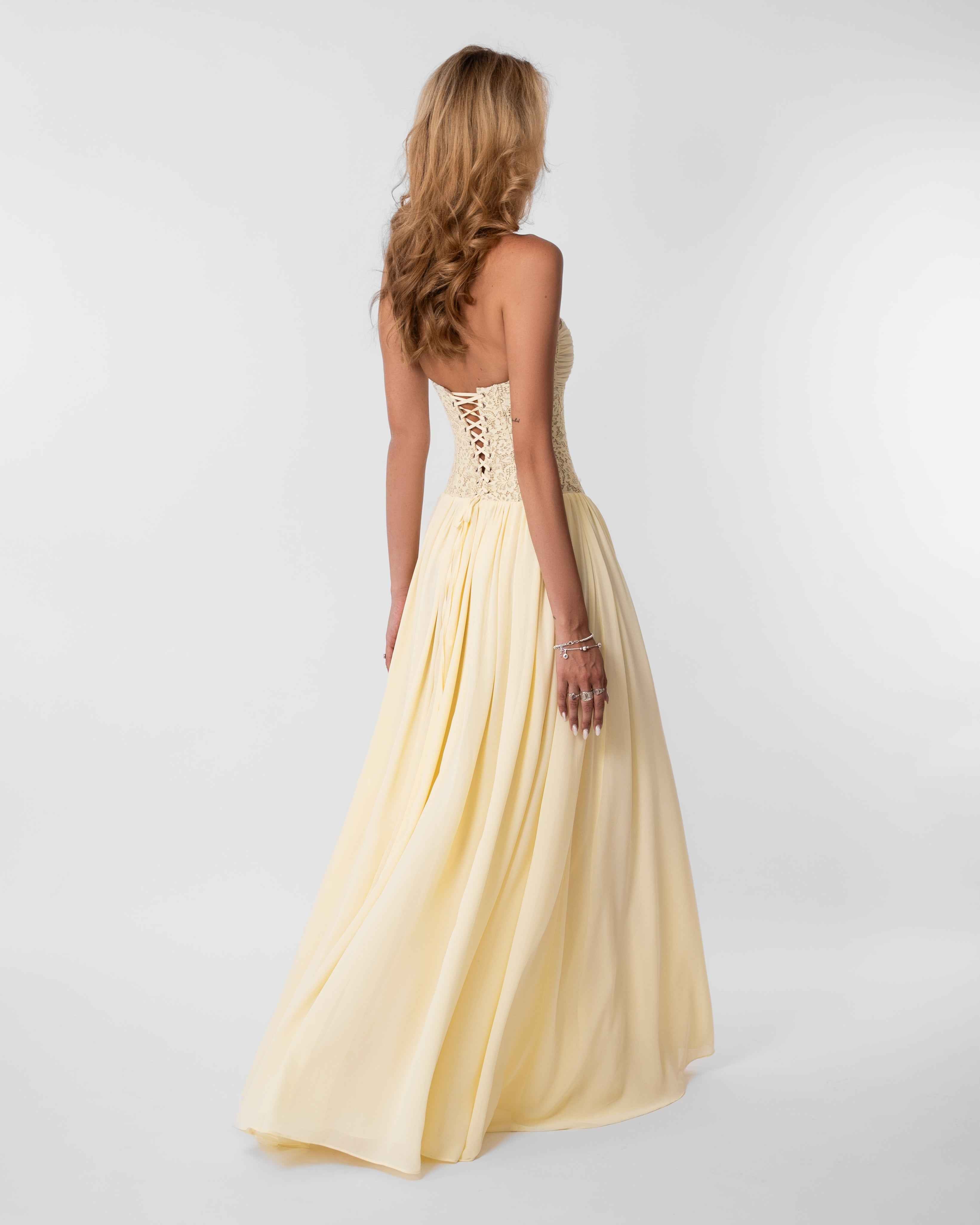 Faye Lace Corset Maxi Summer Dress - Butter Yellow