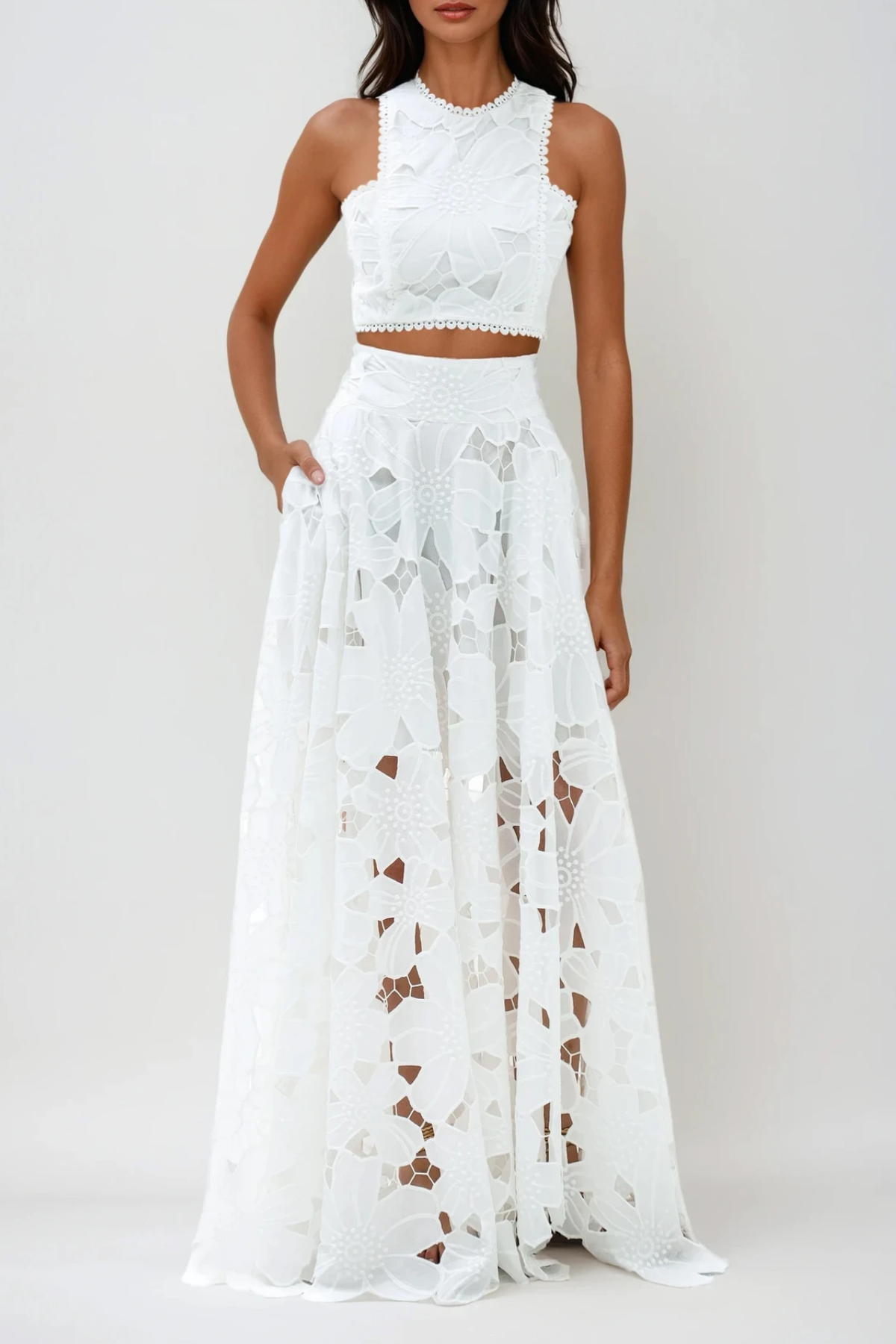 Darija Sleeveless Floral Midi Summer Dress - Blue