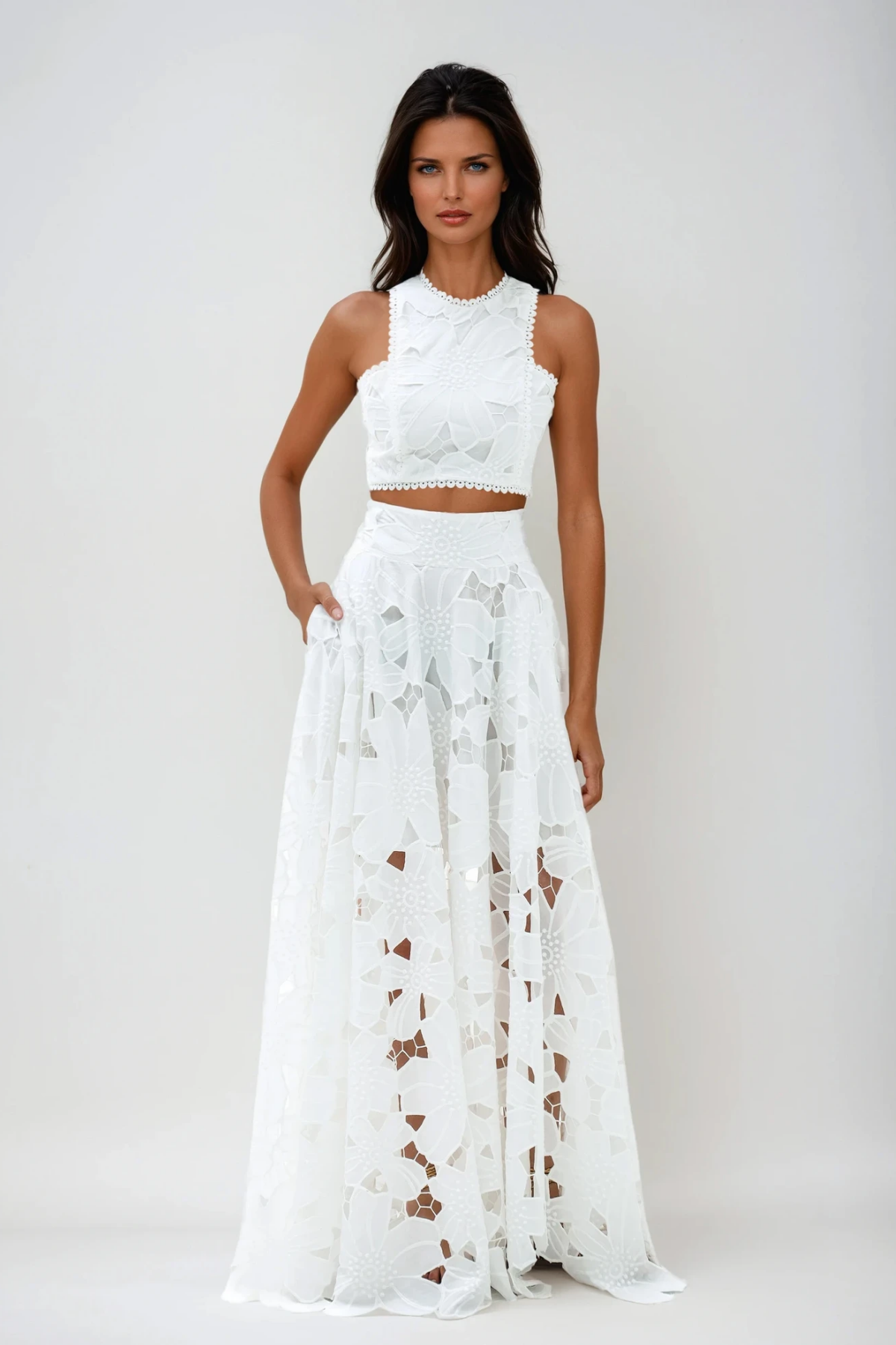 Darija Sleeveless Floral Midi Summer Dress - Blue
