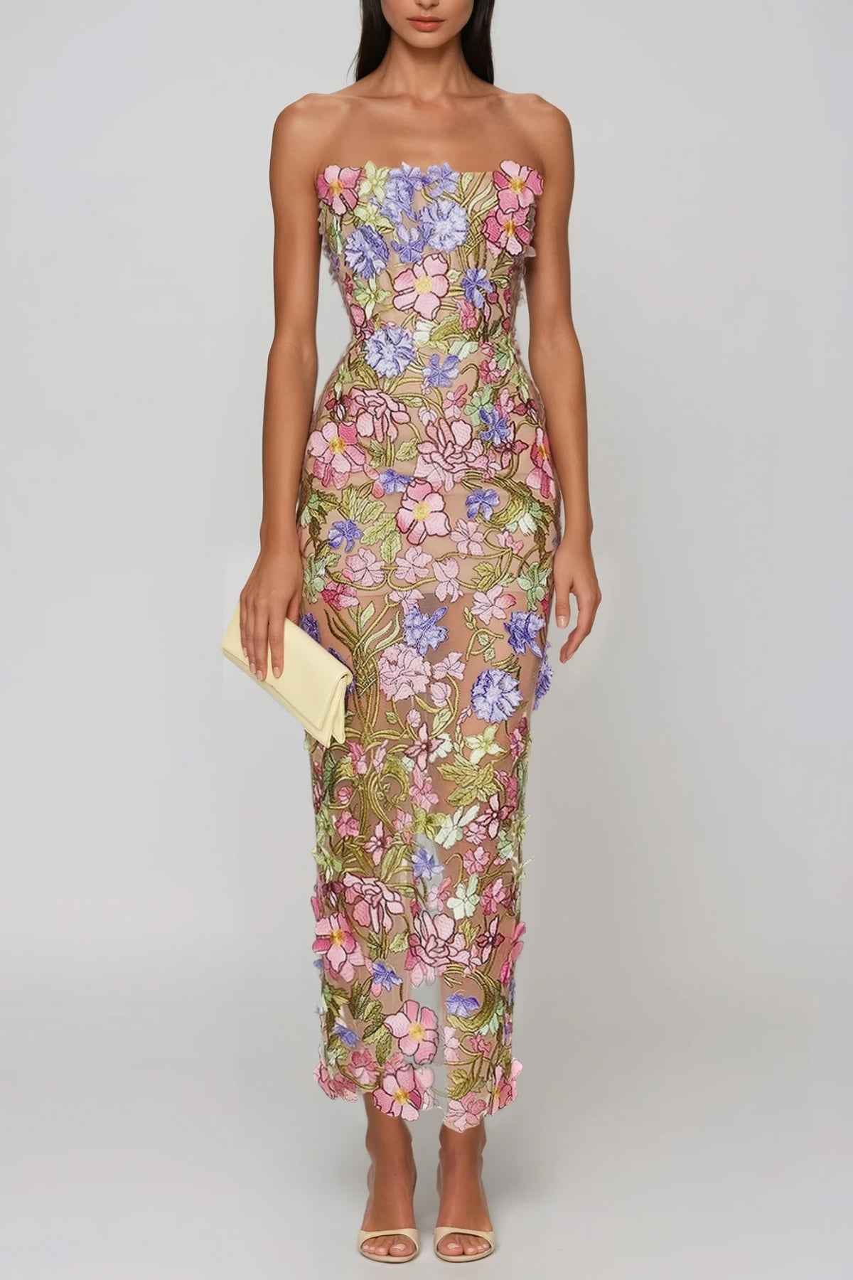 Denica Floral Elegant Maxi Formal Dress - Navy