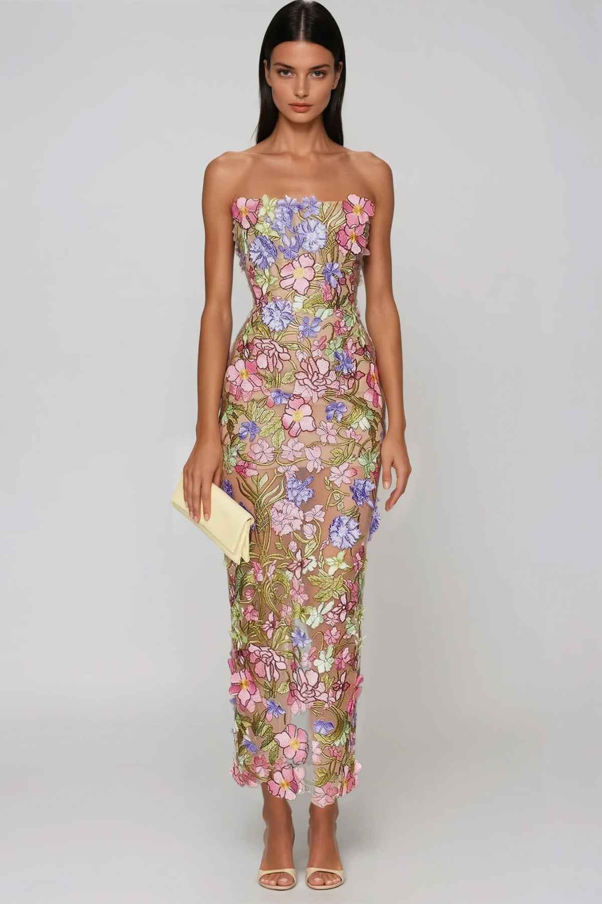 Denica Floral Elegant Maxi Formal Dress - Navy