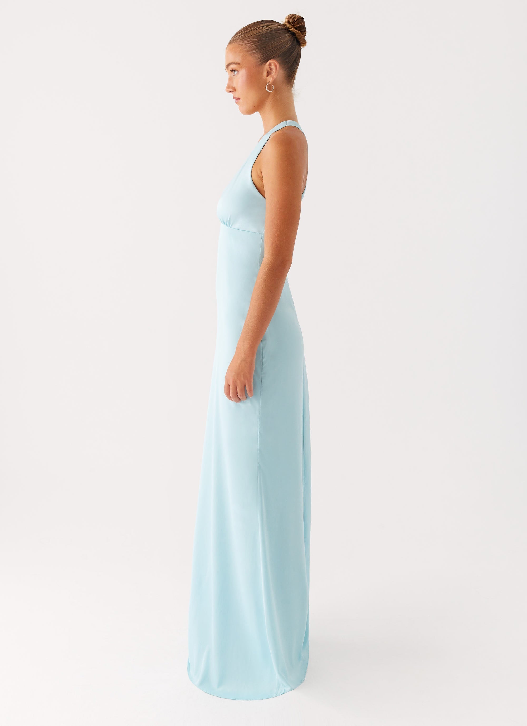 Desi Maxi Dress - Mint Satin Halterneck - ICYBOO