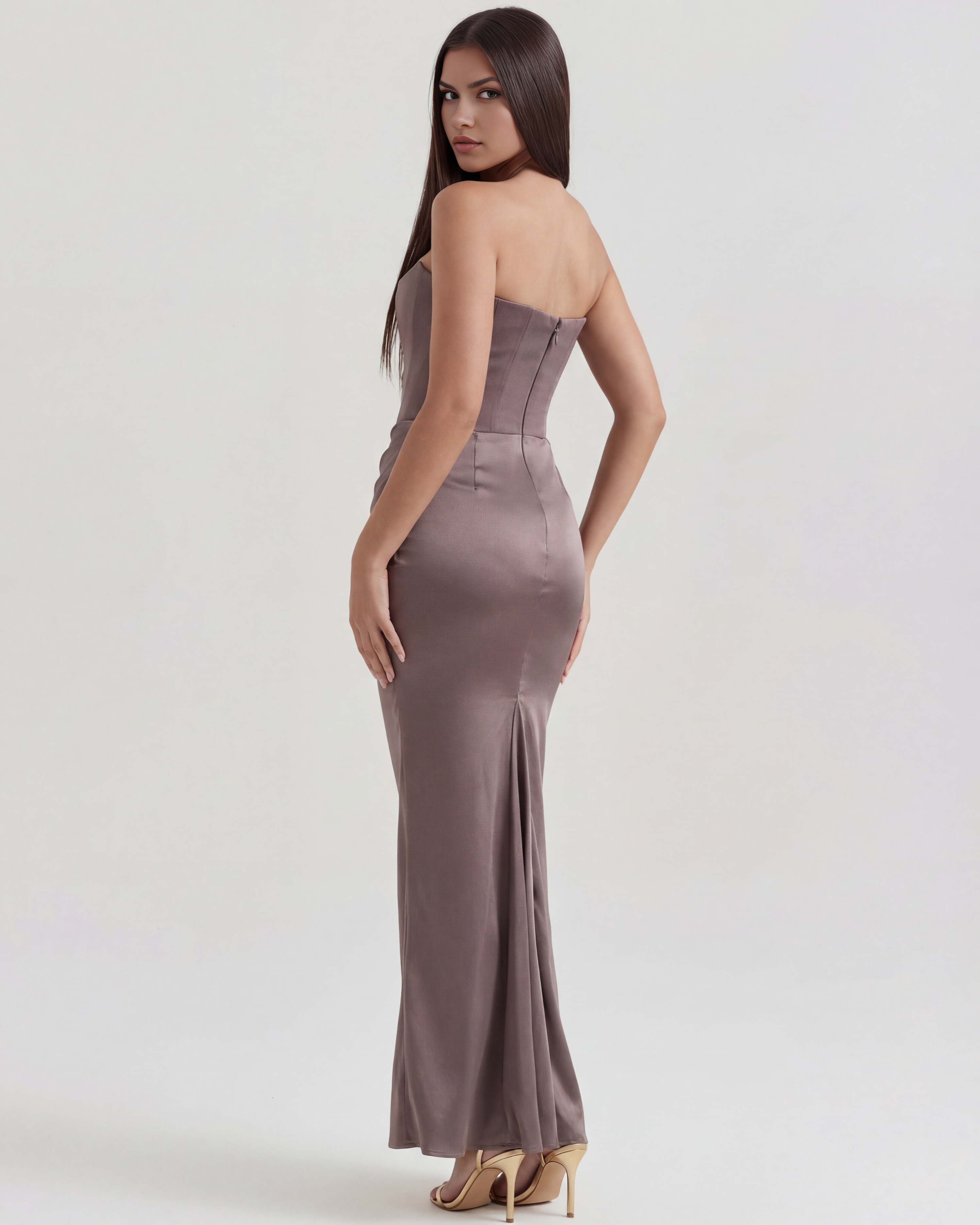 Corset Dress | Almond Muse Style, Stretch Crepe Boned Bodice, Glamorous Events - ICYBOO